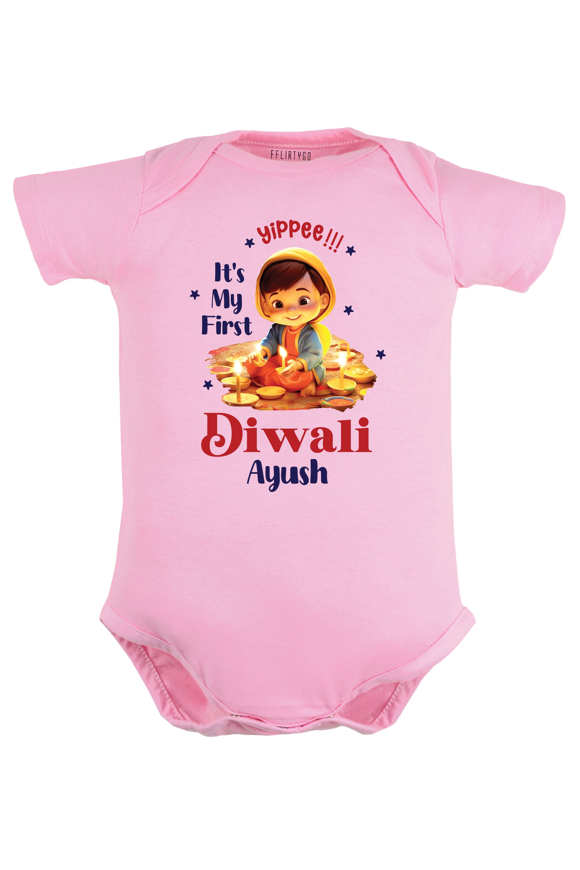 Yippee !!! It's My First Diwali Baby Romper | Onesies w/ Custom Name