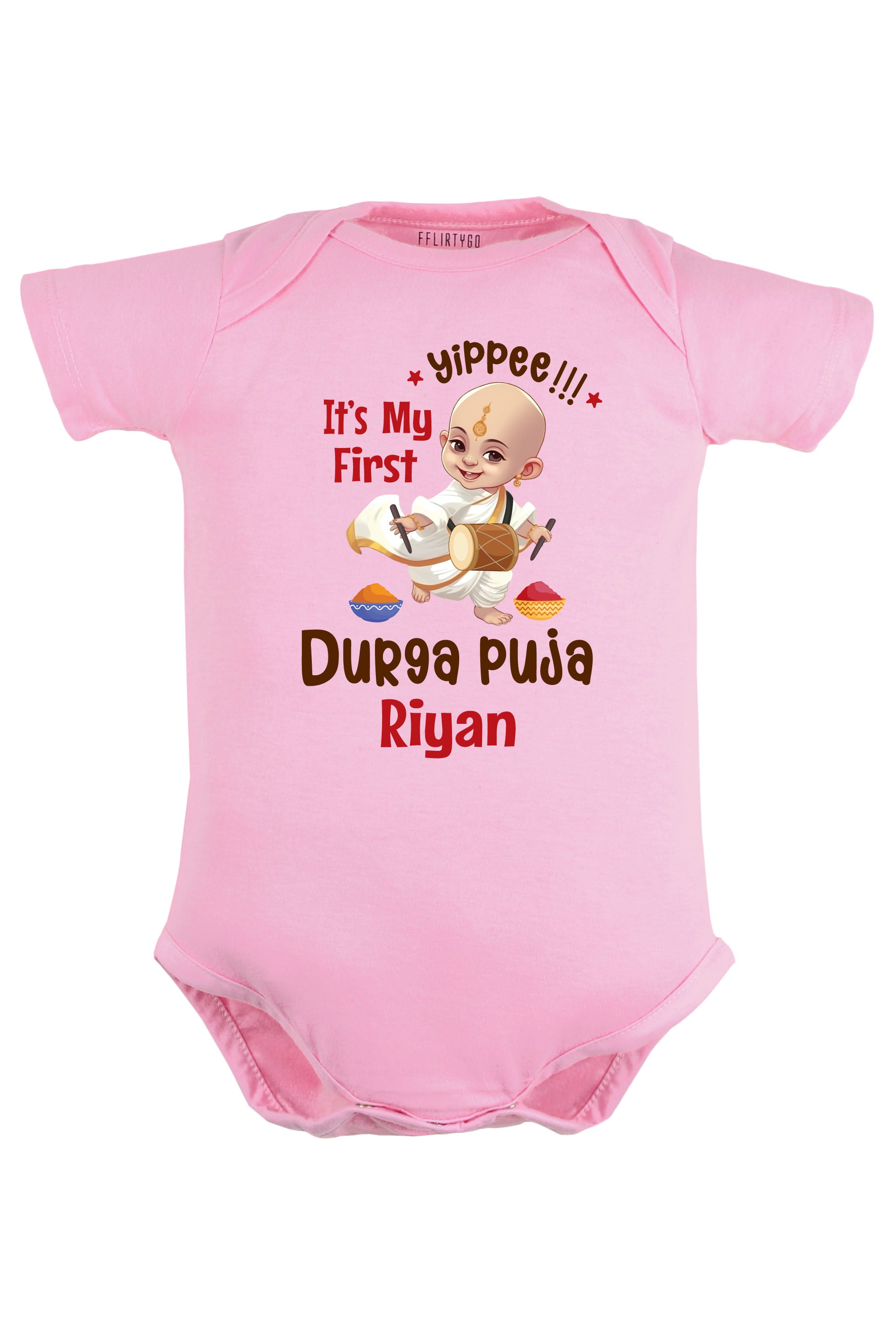 Yippee it's My First Durga Puja Baby Romper | Onesies w/ Custom Name