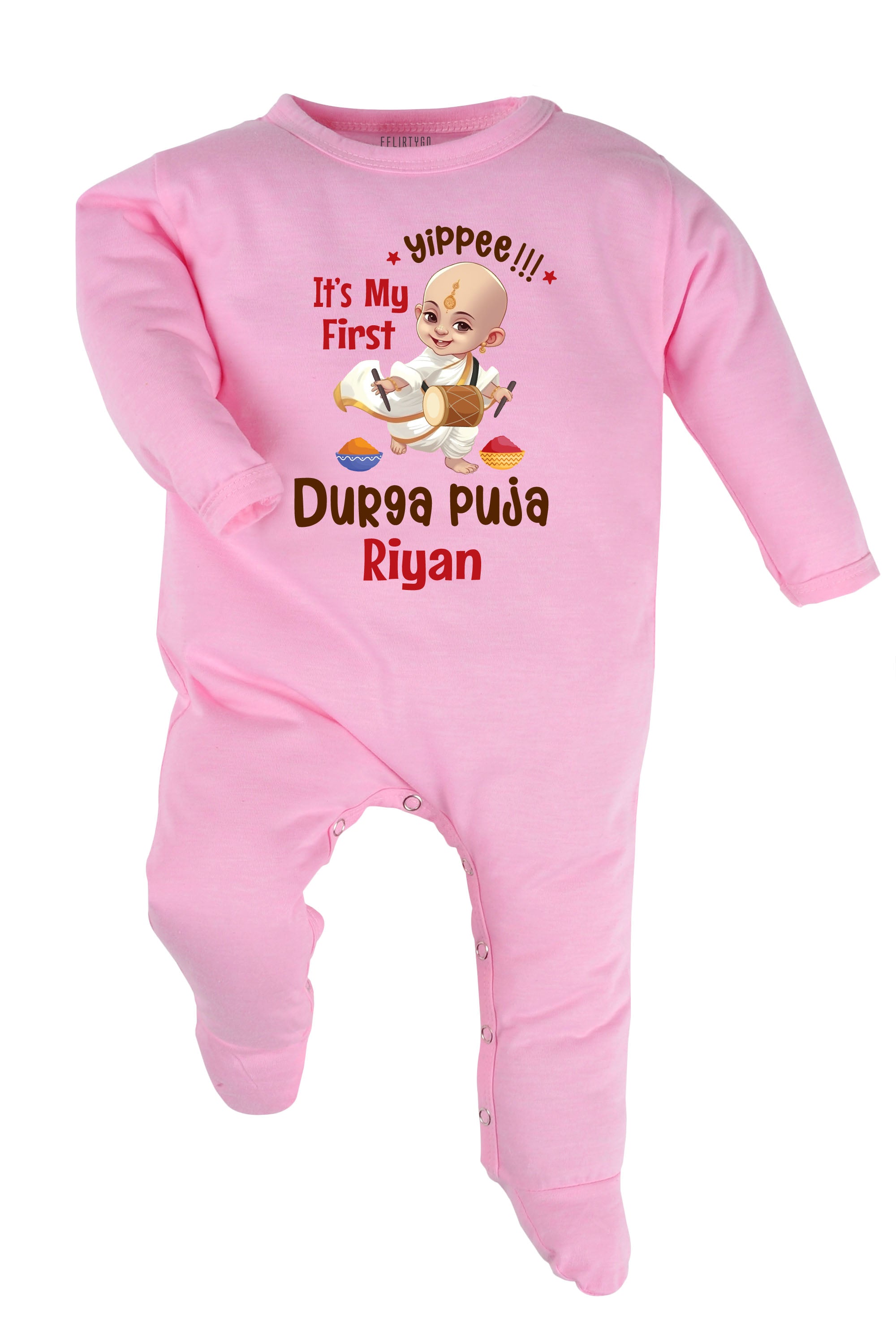 Yippee it's My First Durga Puja Baby Romper | Onesies w/ Custom Name