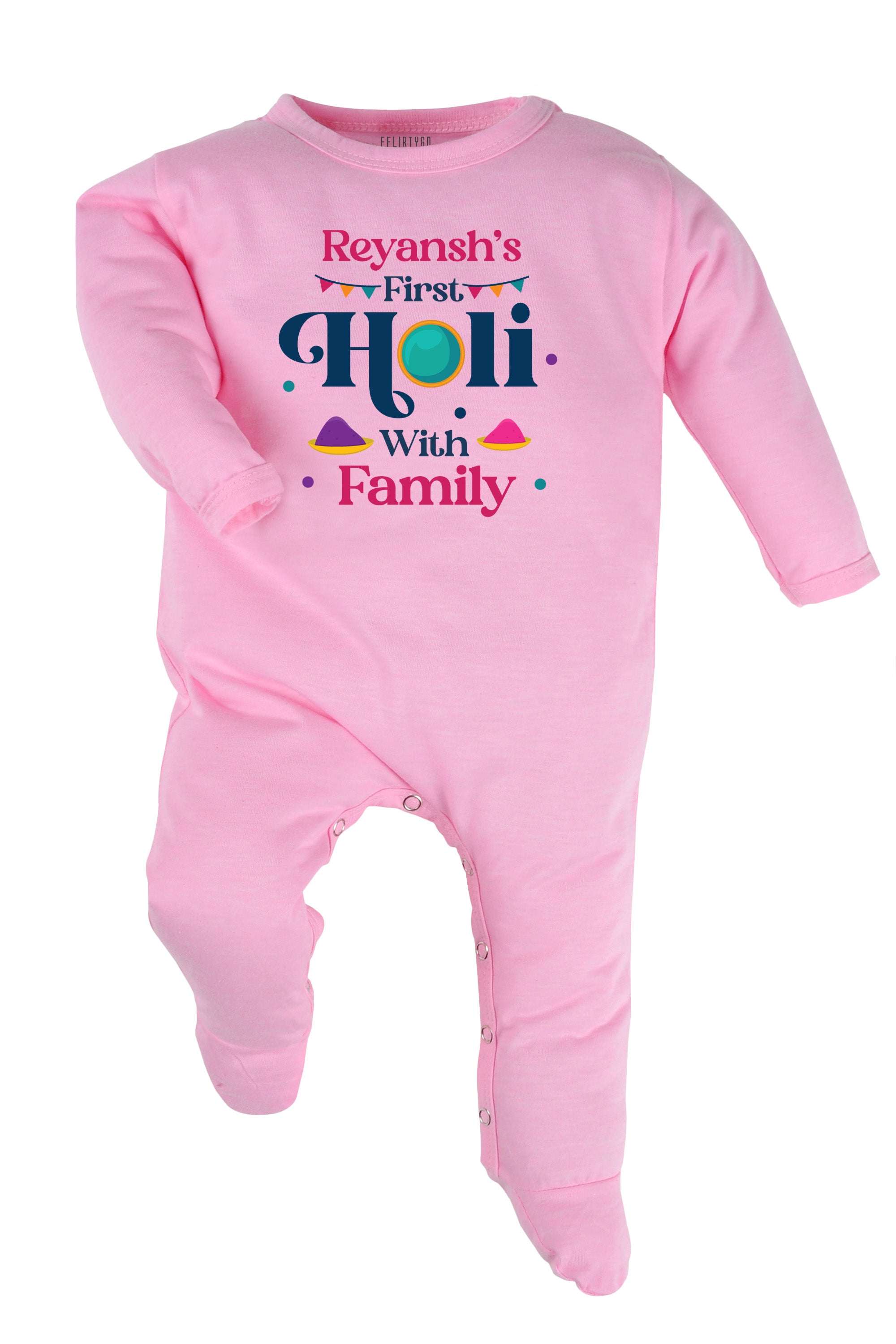 My First Holi With Family Baby Romper | Onesies w/ Custom Name