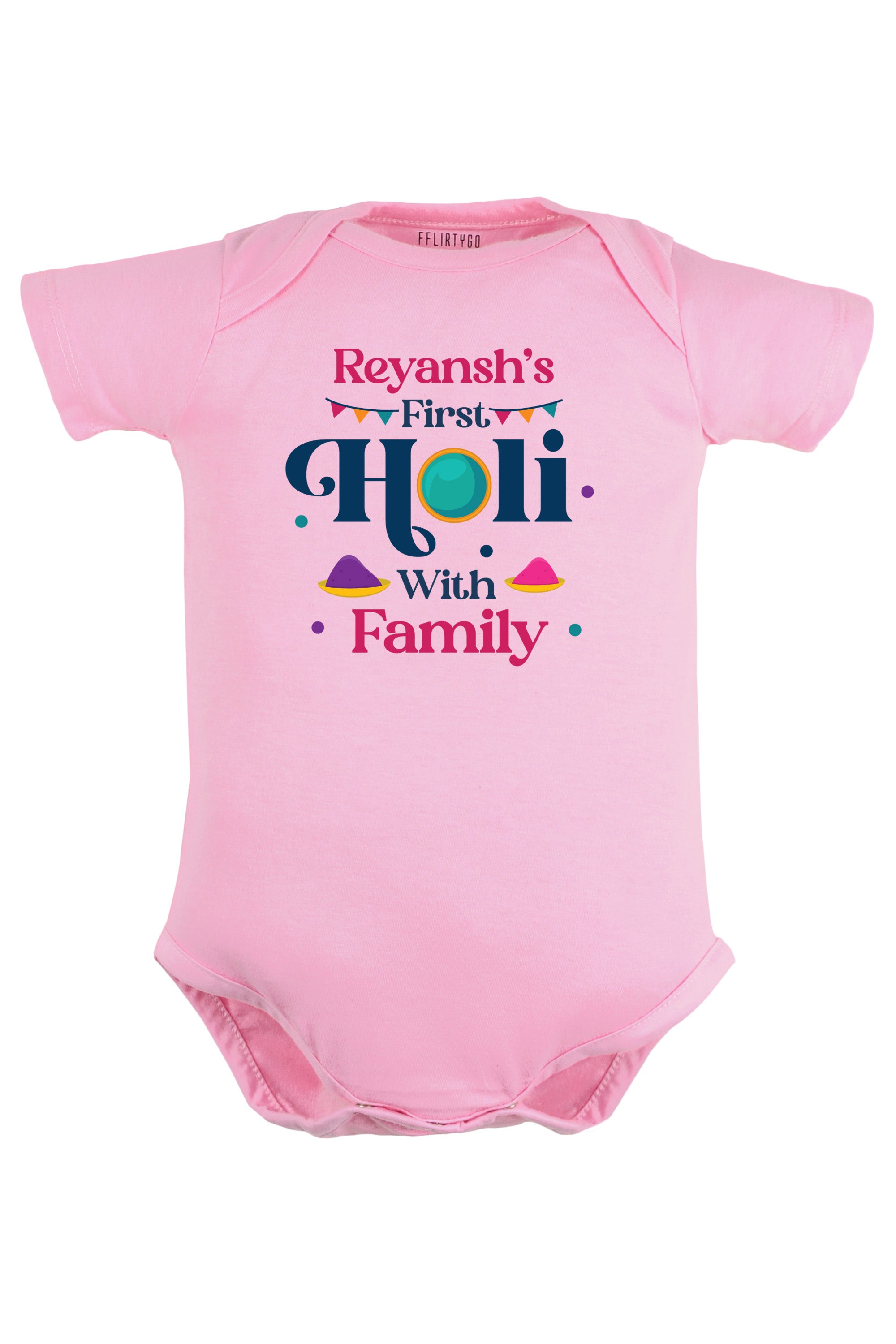 My First Holi With Family Baby Romper | Onesies w/ Custom Name