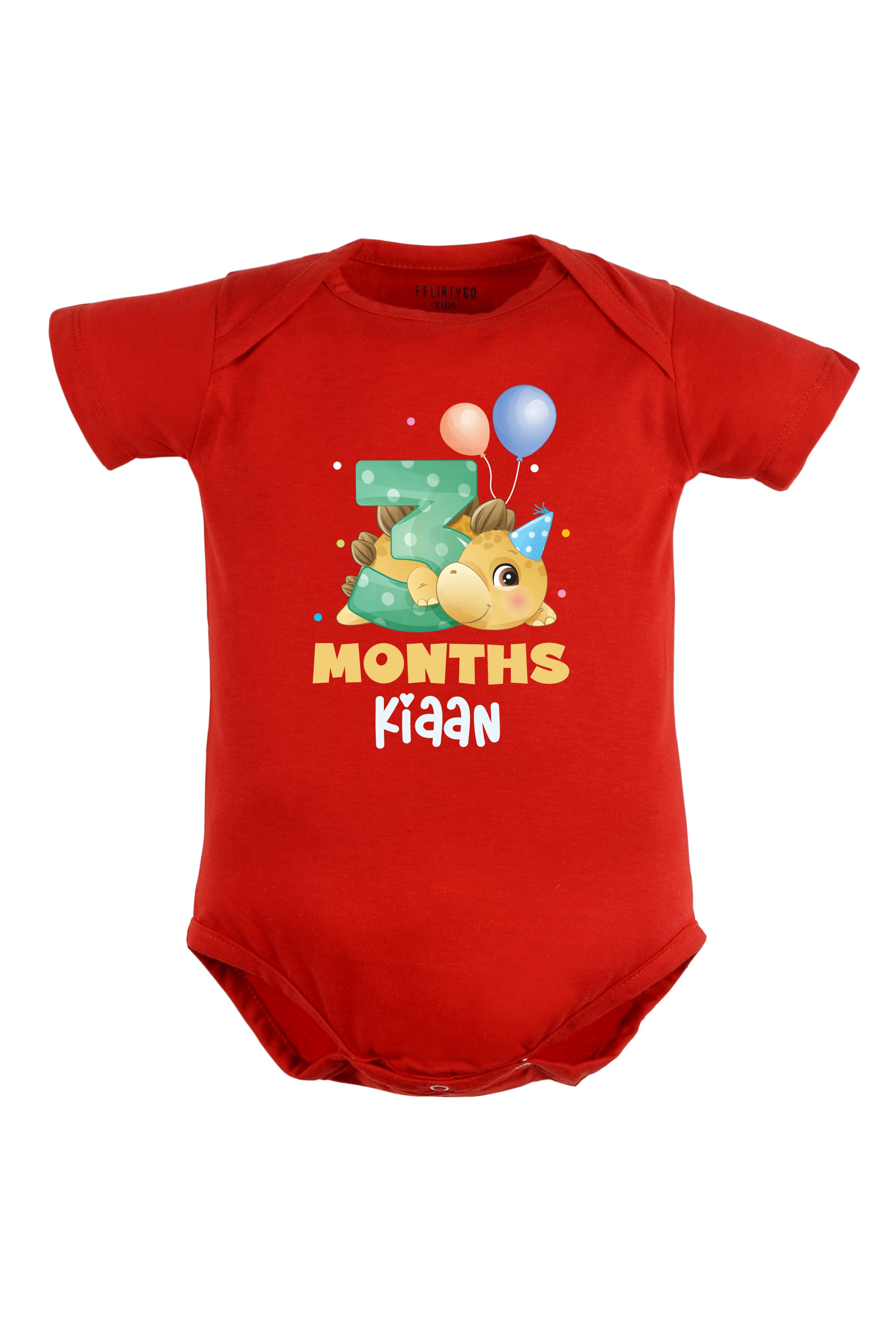 Three Month Milestone Baby Romper | Onesies - Dino w/ Custom Name