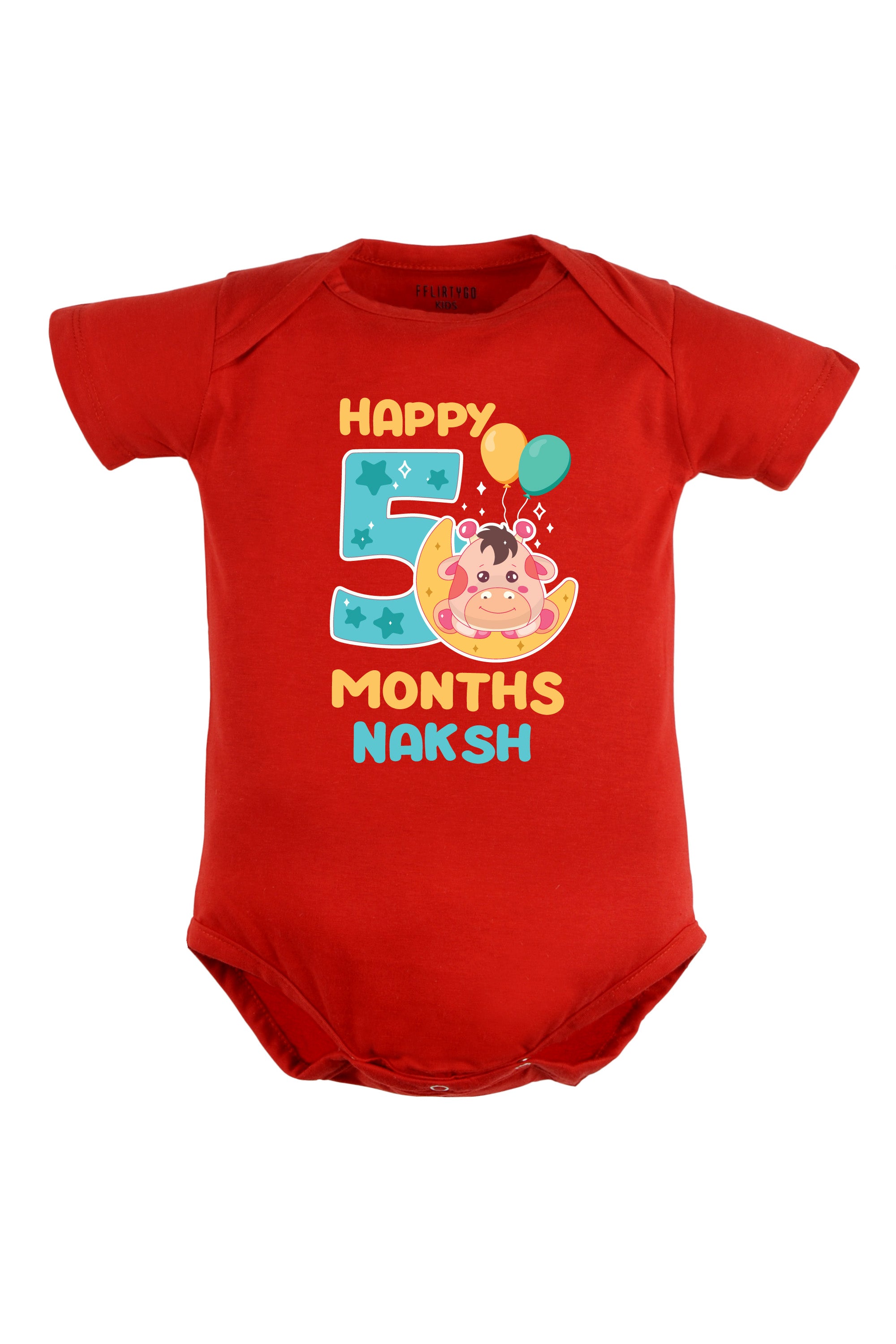 Five Month Milestone Baby Romper | Onesies - Giraffe w/ Custom Name