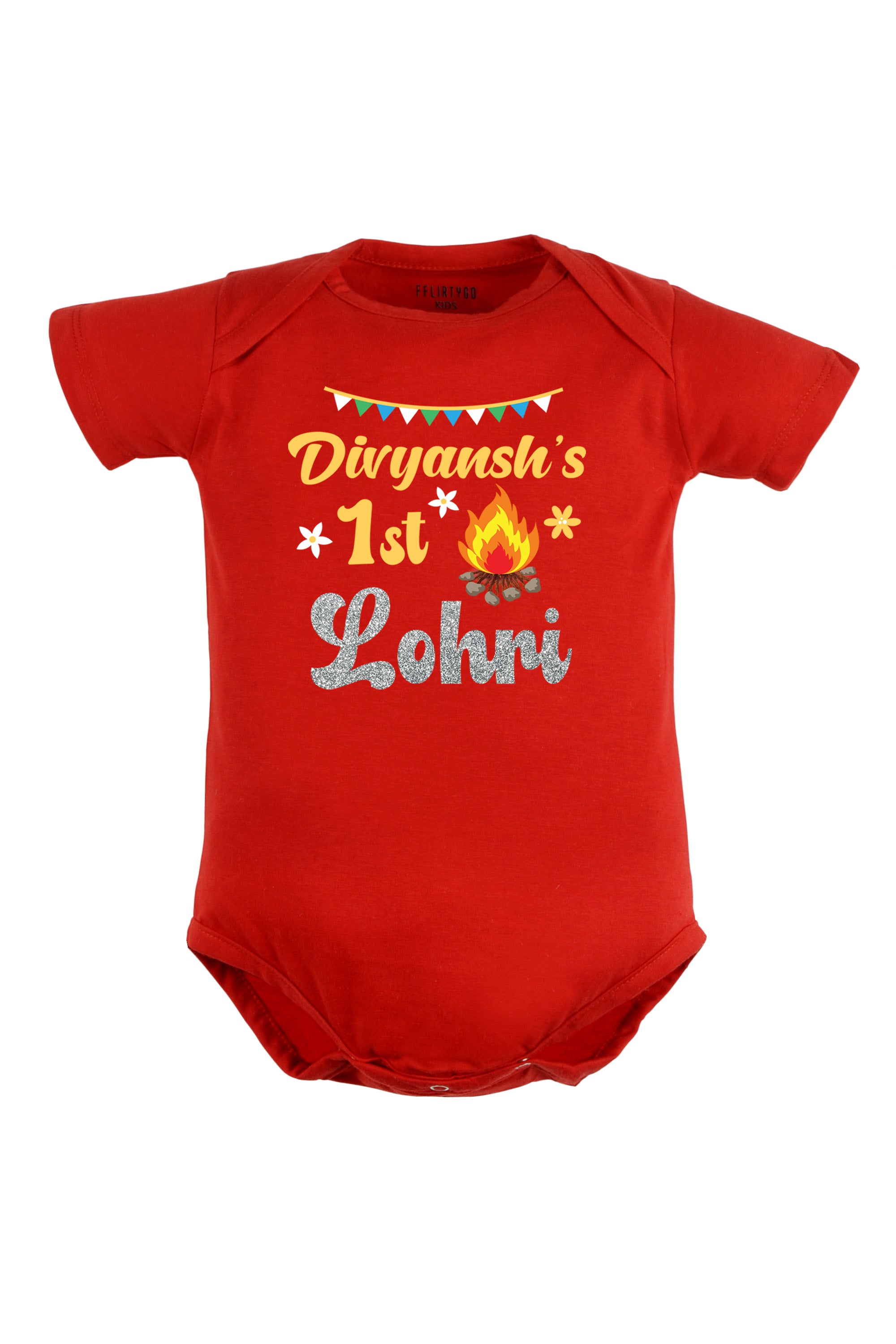 My 1st Lohri w/ Glitter and Custom Name Baby Romper | Onesies