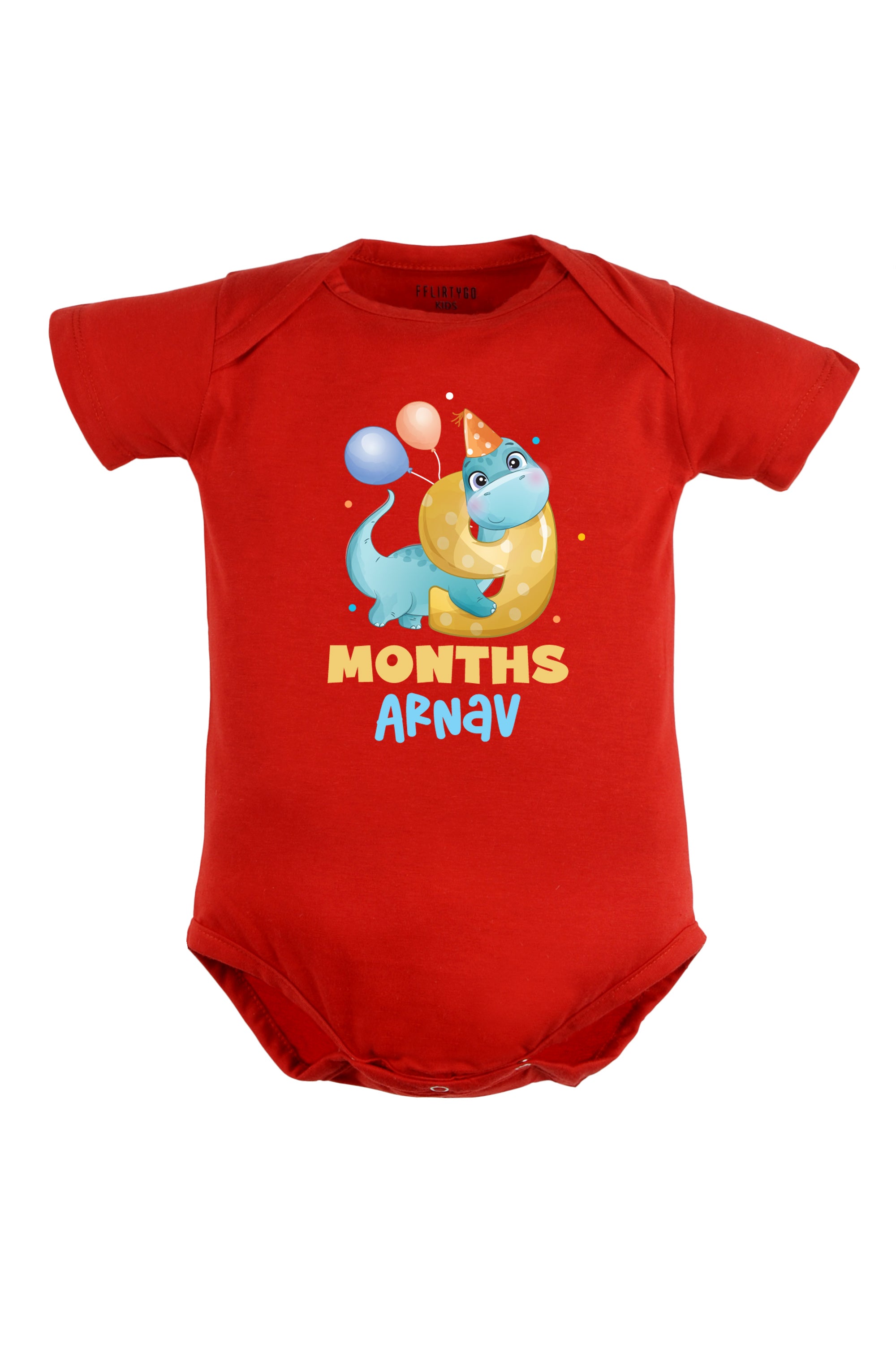 Nine Month Milestone Baby Romper | Onesies - Dino w/ Custom Name