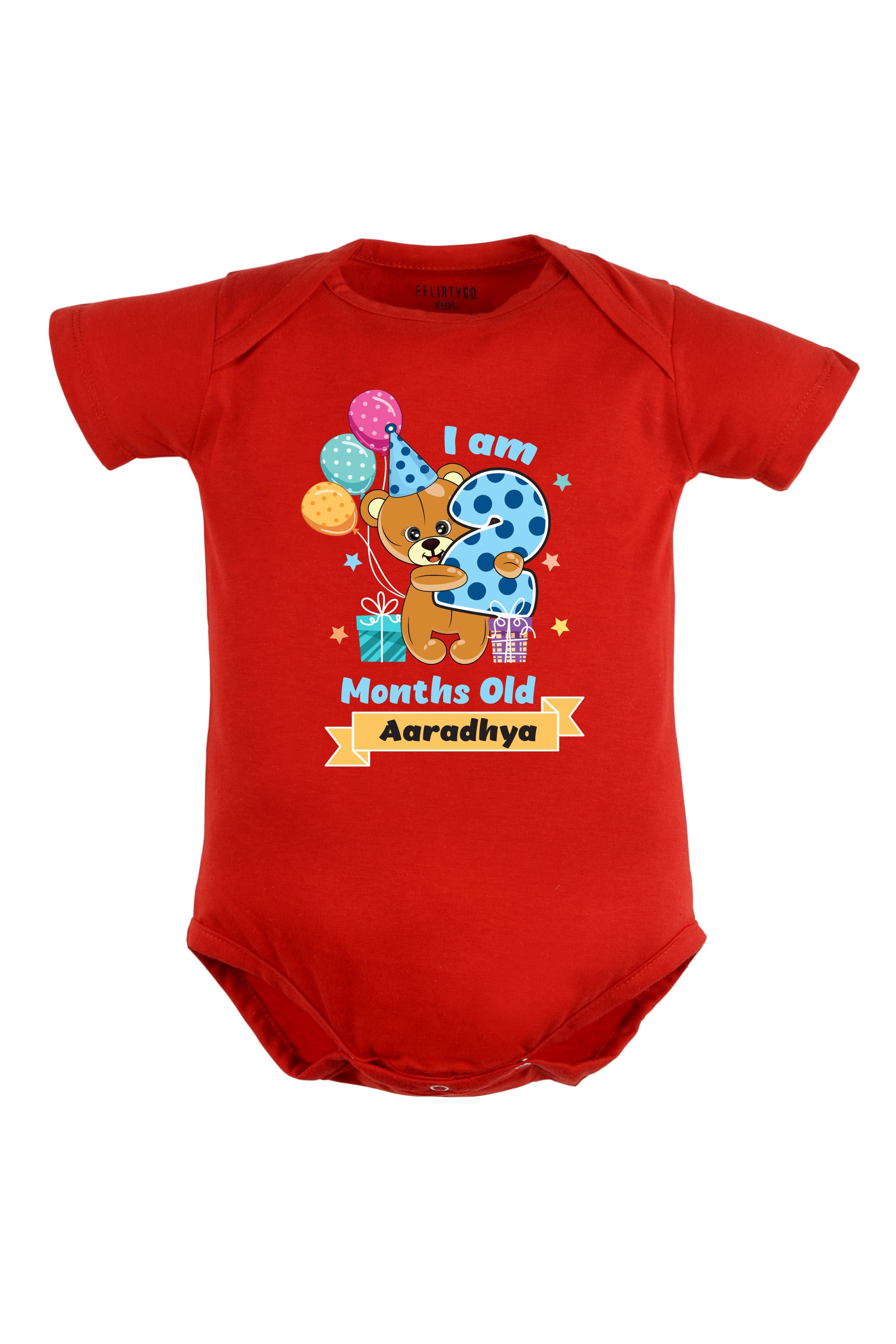 Two Month Milestone Baby Romper | Onesies - Birthday Teddy w/ Custom name