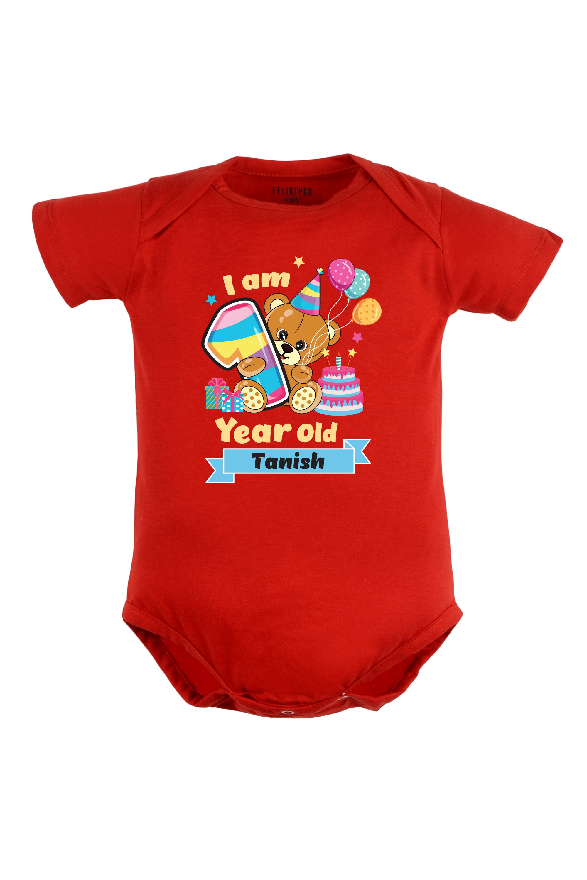 One Year Milestone Baby Romper | Onesies - Birthday Teddy w/ Custom Name