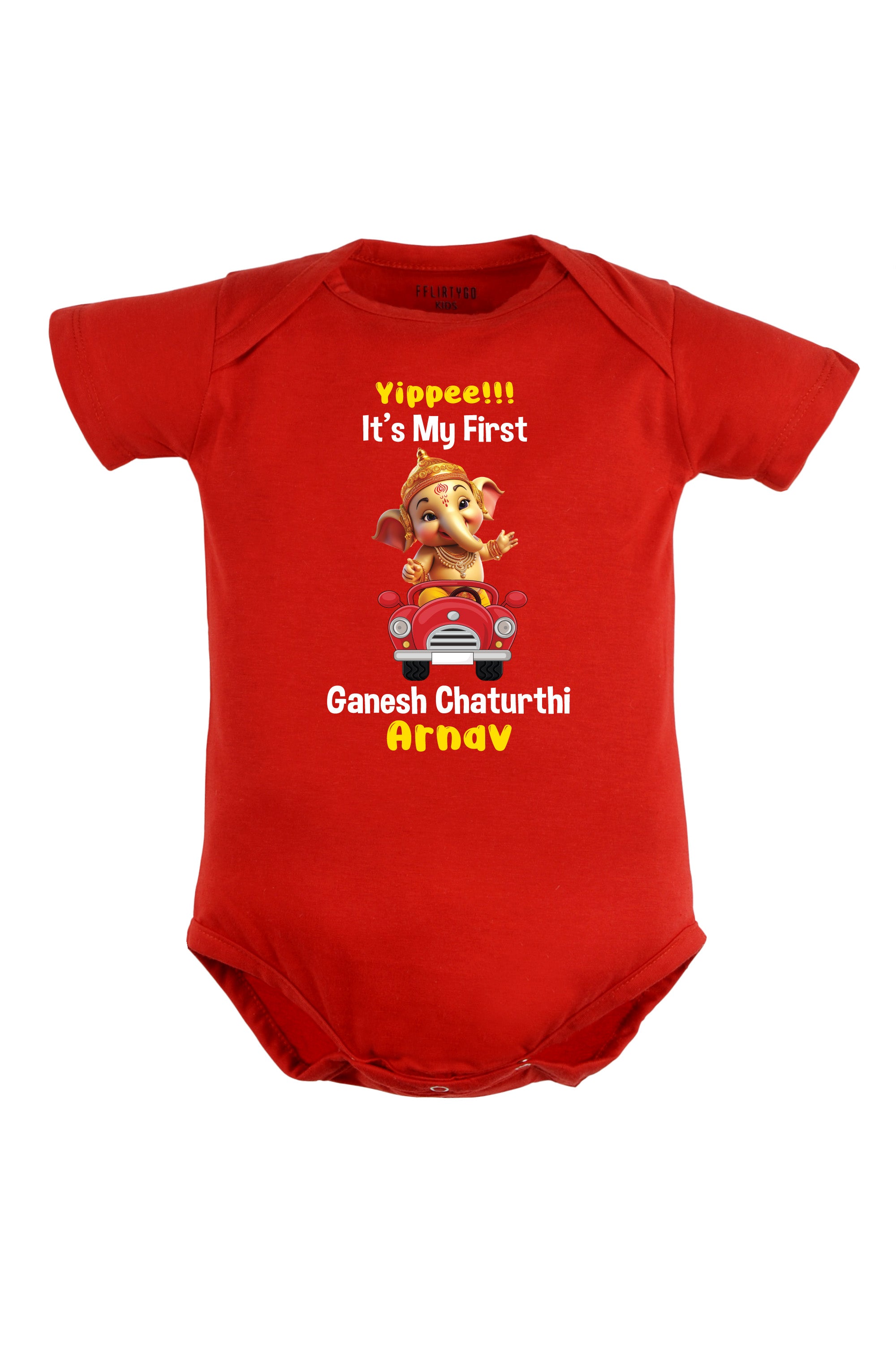 Yippee it's My First Ganesh Chaturthi Baby Romper | Onesies w/ Custom Name