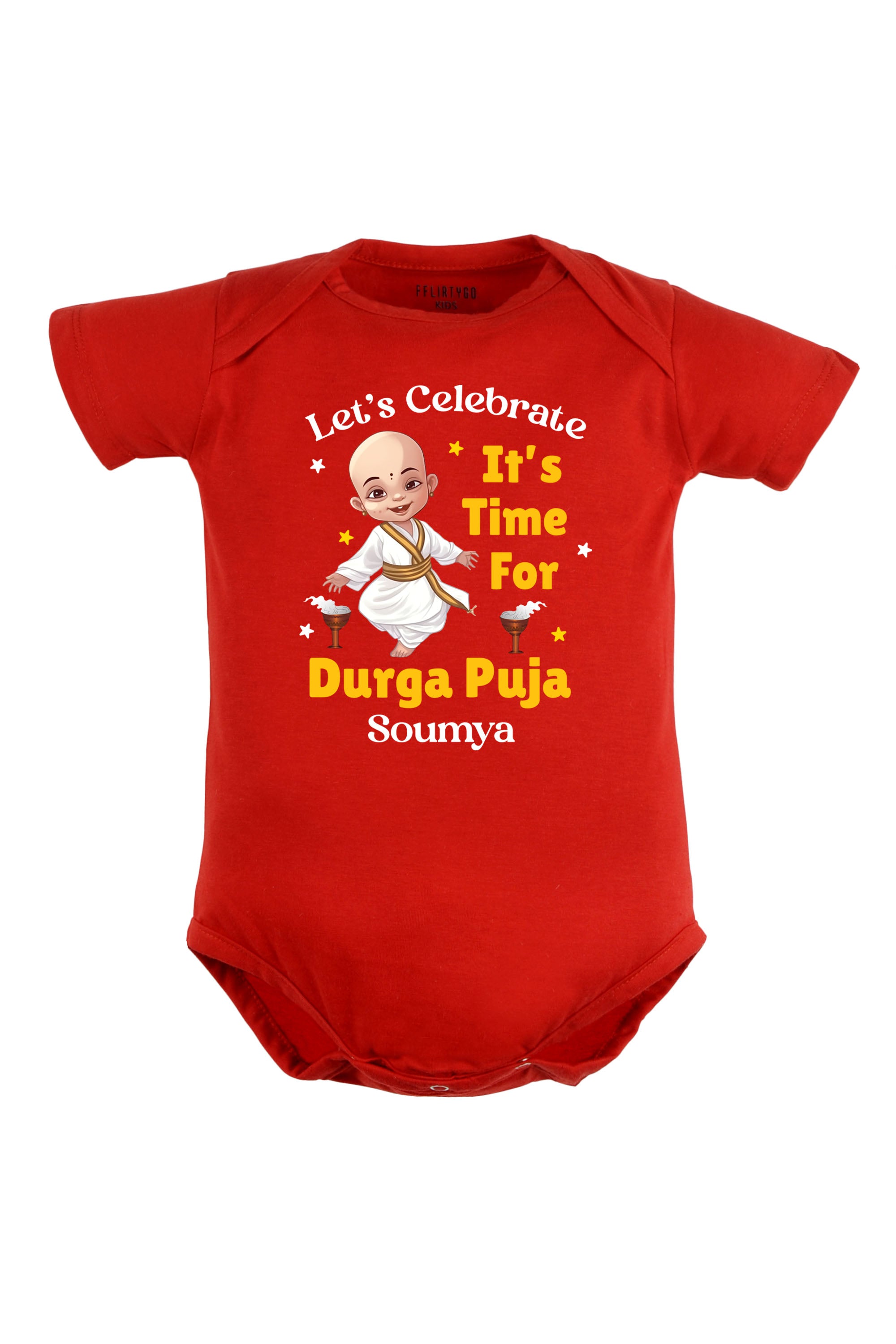 Let's Celebrate It's Time For Durga Puja Baby Romper | Onesies w/ Custom Name