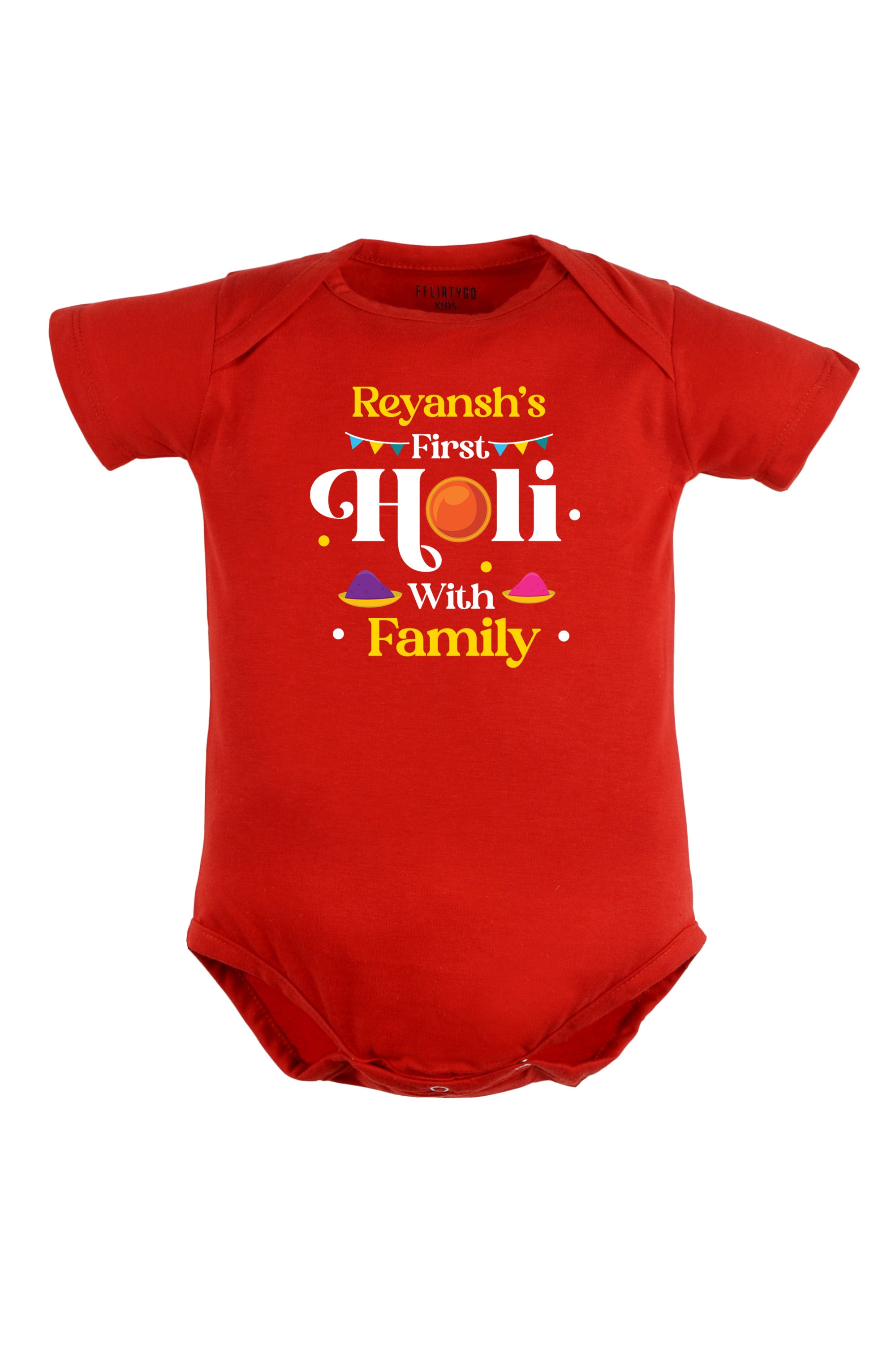 My First Holi With Family Baby Romper | Onesies w/ Custom Name