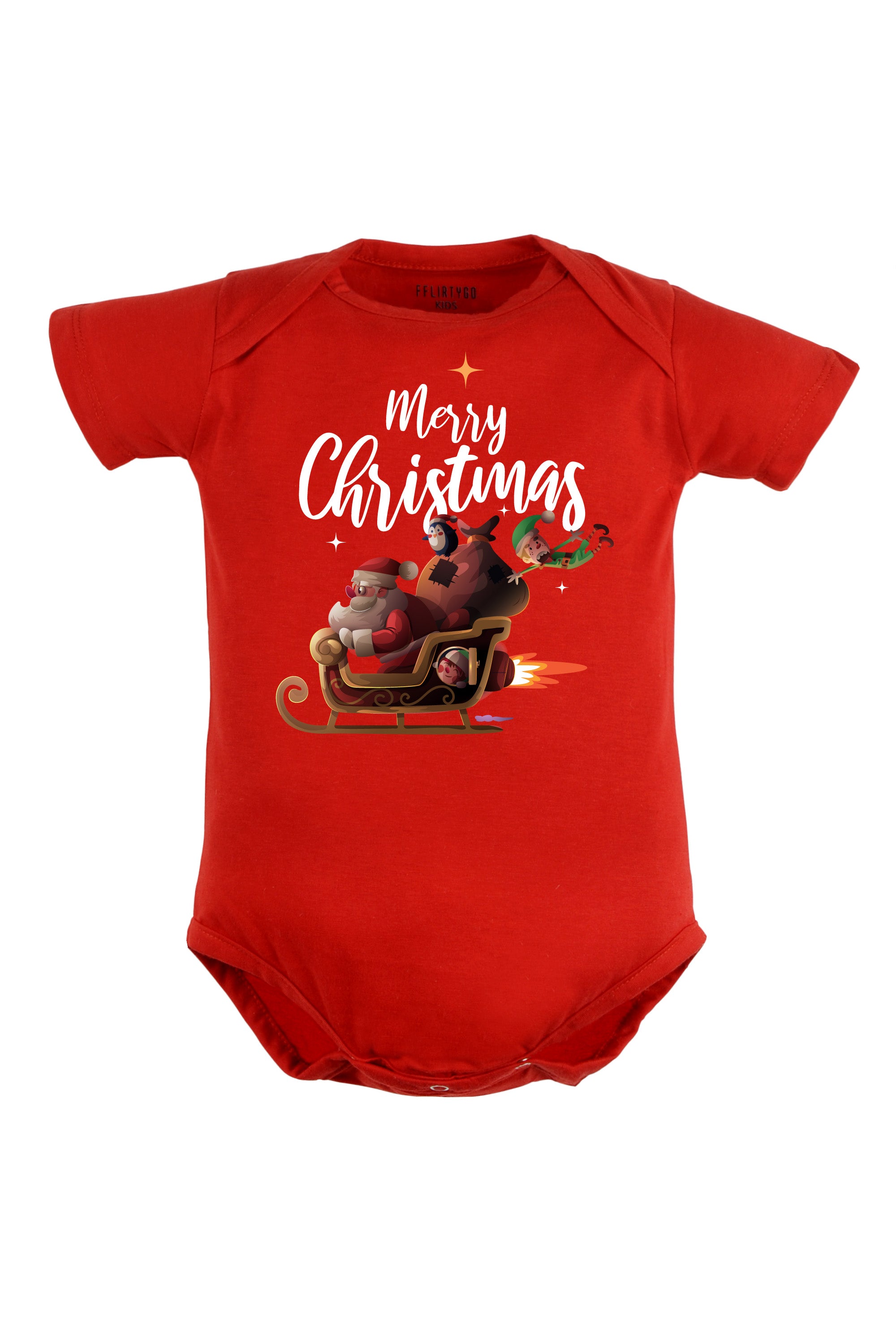 Merry Christmas with Santa's Sleigh Baby Romper | Onesies