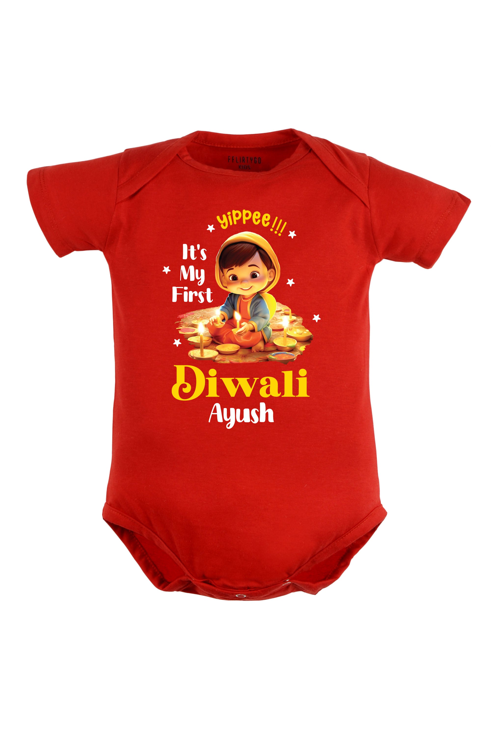 Yippee !!! It's My First Diwali Baby Romper | Onesies w/ Custom Name