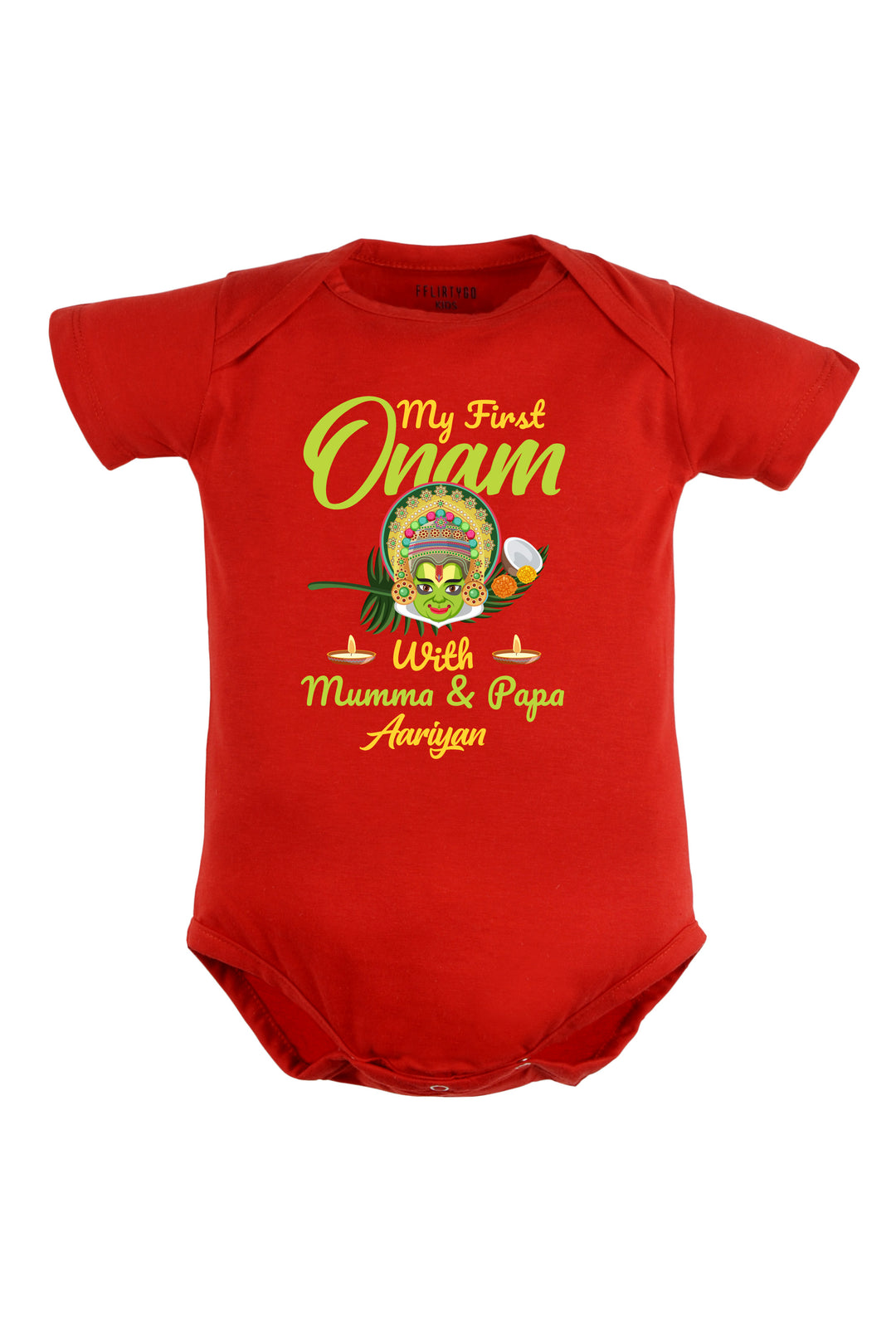 My First Onam With Mumma & Papa Baby Romper | Onesies w/ Custom Name