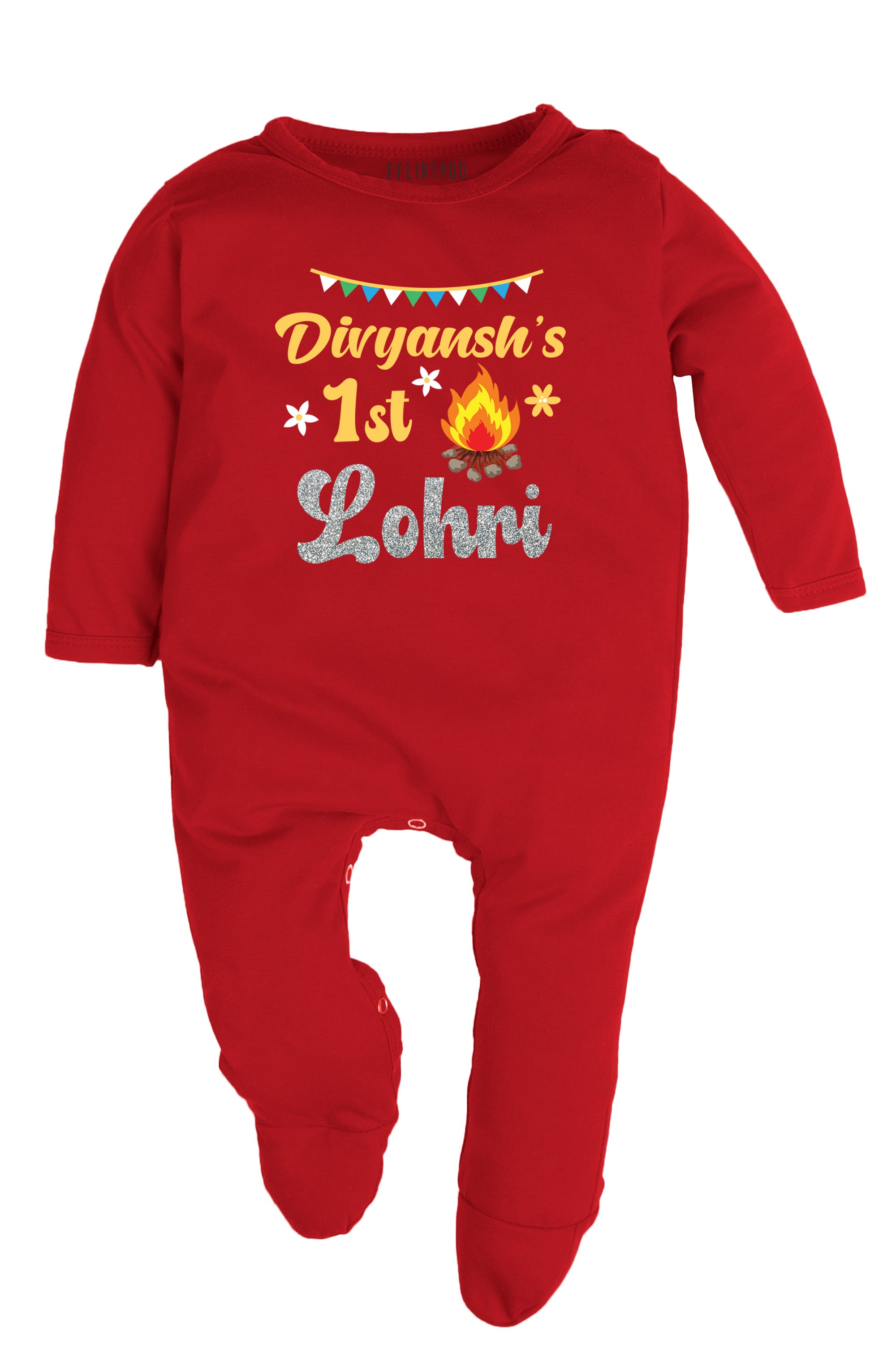 My 1st Lohri w/ Glitter and Custom Name Baby Romper | Onesies