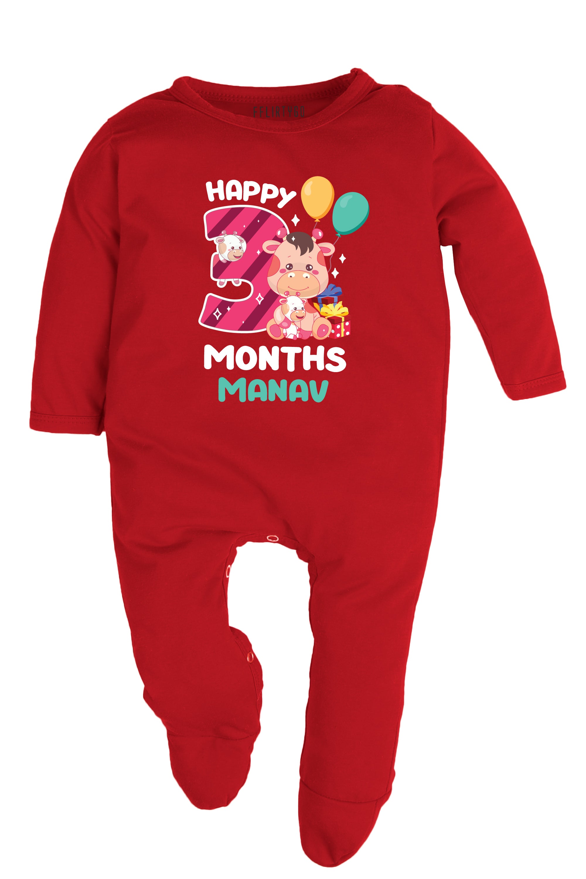 Three Months Milestone Baby Romper | Onesies - Giraffe w/ Custom Name