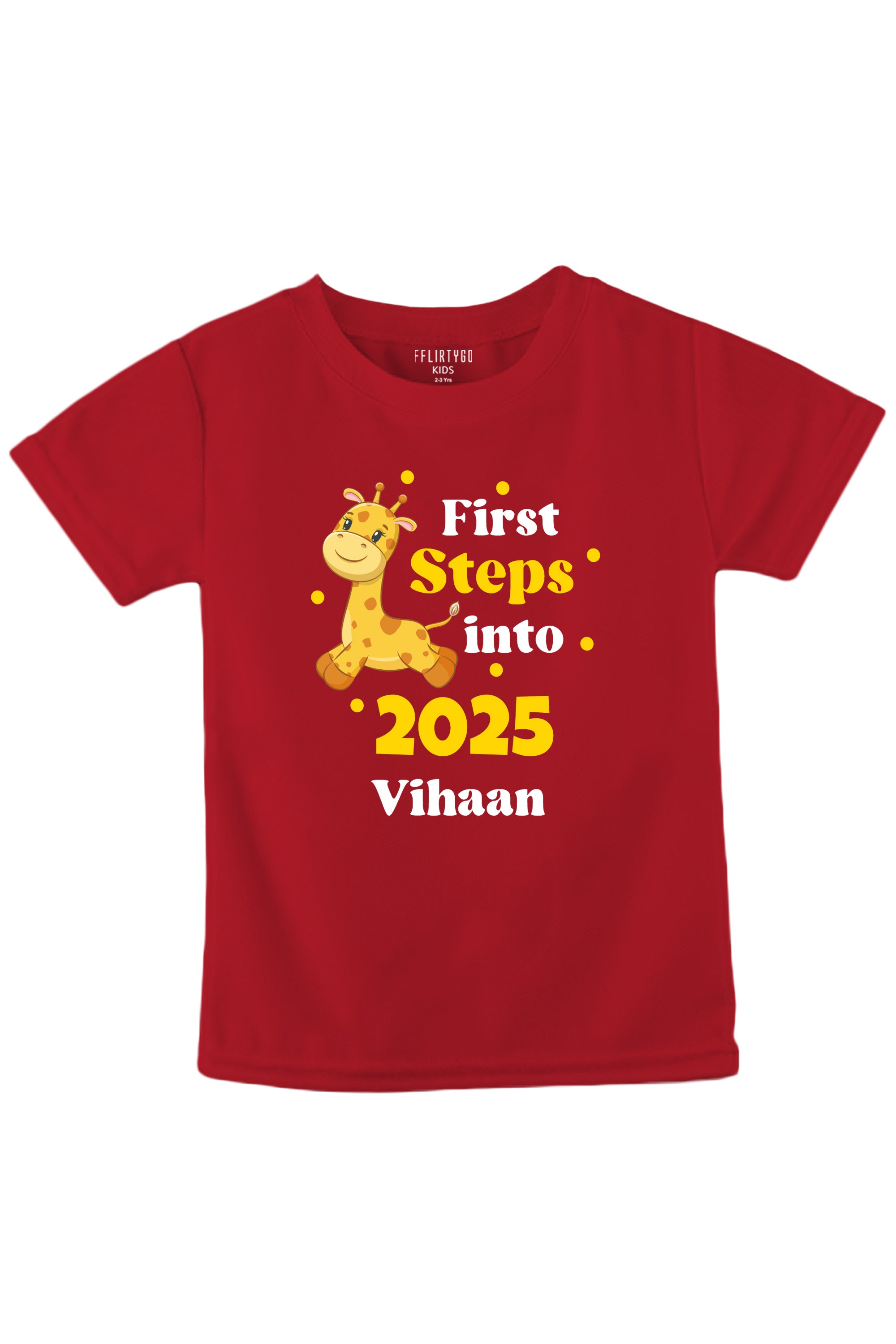 First Steps Into 2025 Kids T Shirt w/ Custom Name