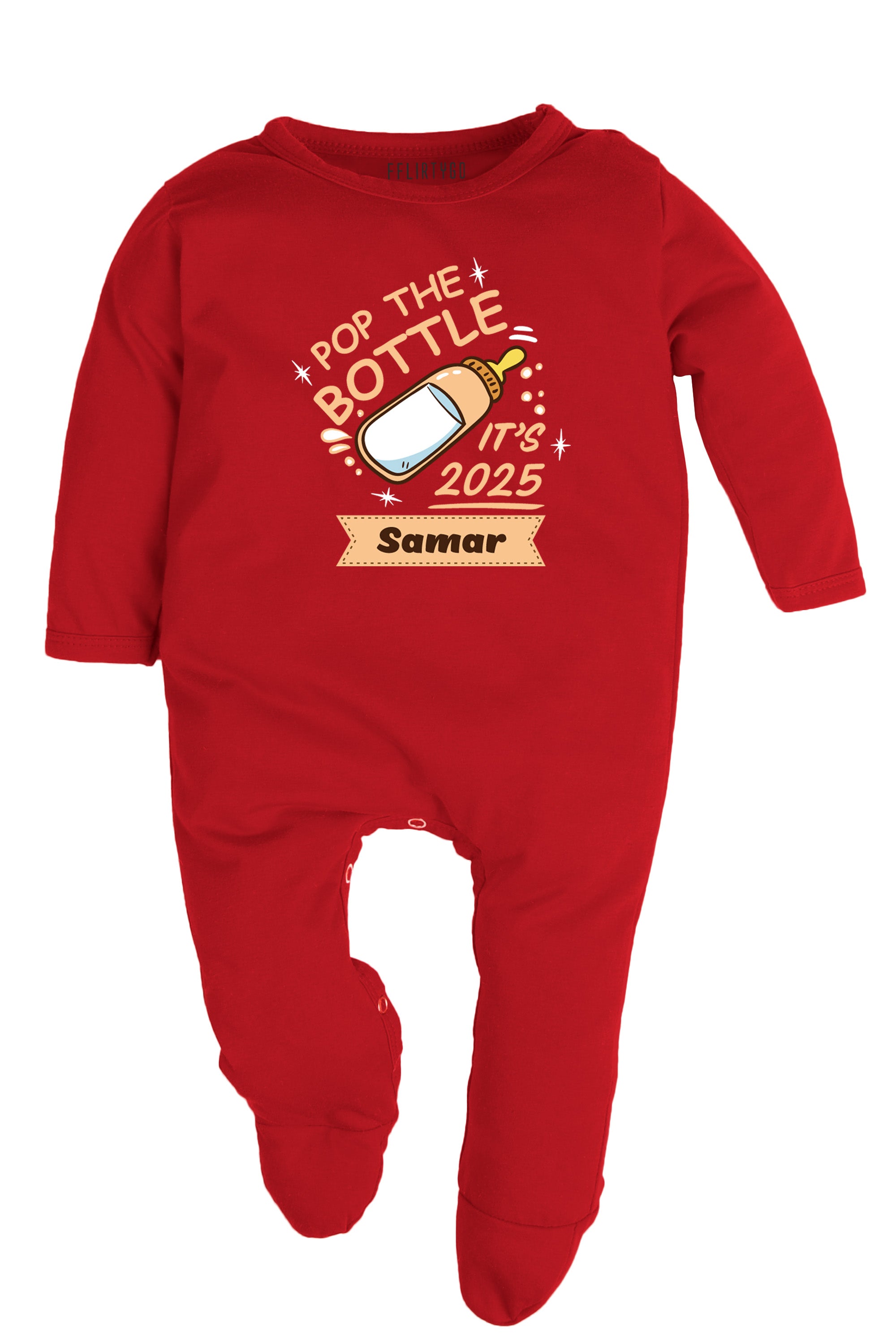 Pop The Bottles It's 2025 Baby Romper | Onesies w/ Custom Name