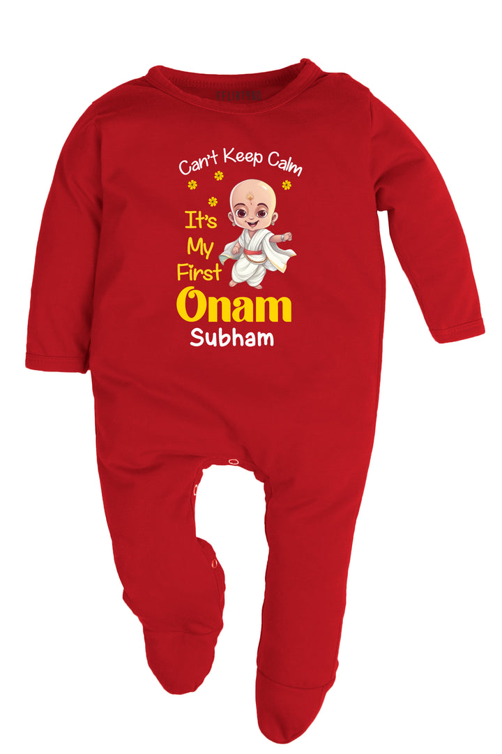 Can't Keep Calm It's My First Onam Baby Romper | Onesies w/ Custom Name