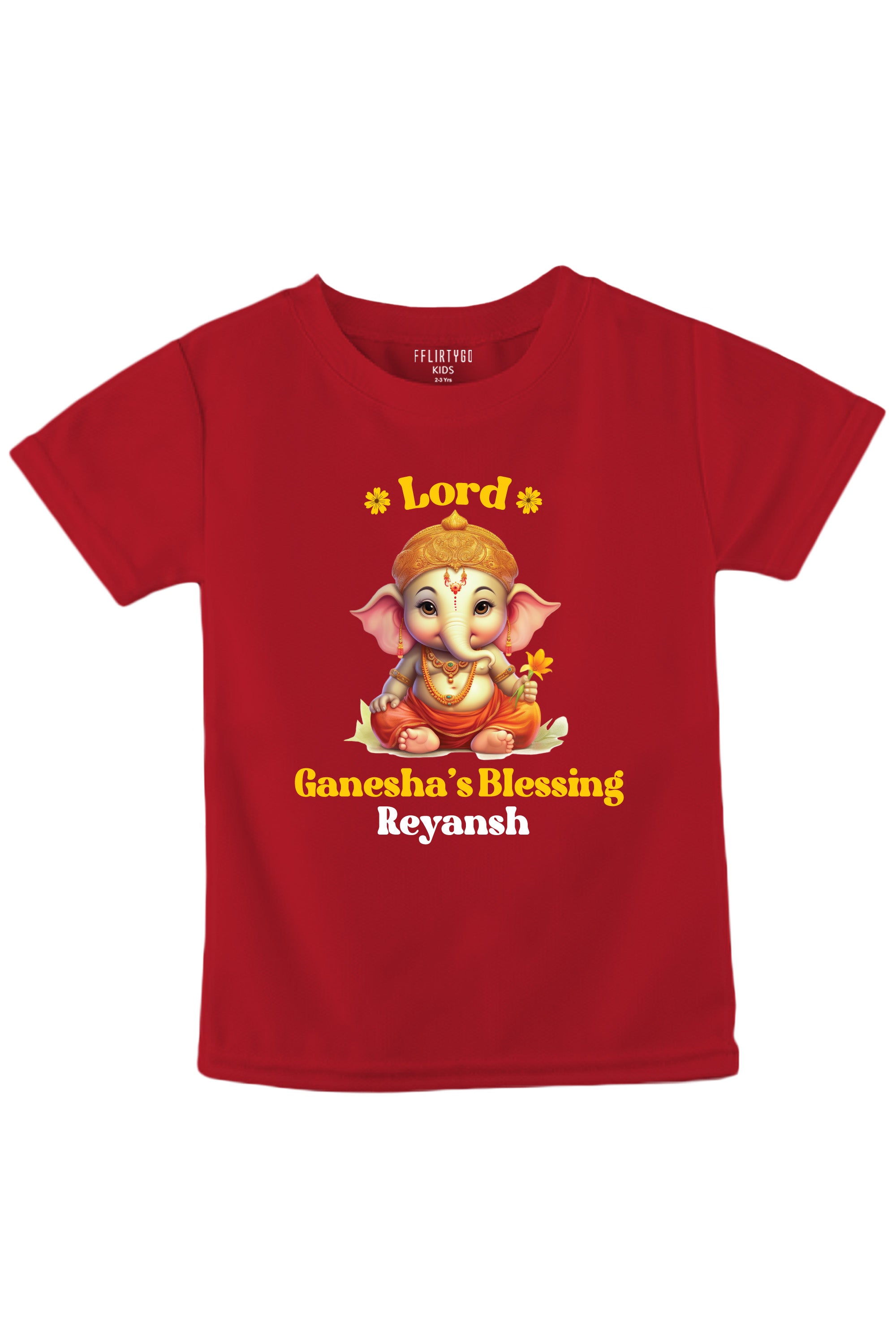 Lord Ganesha's Blessing Kids T Shirt w/ Custom Name