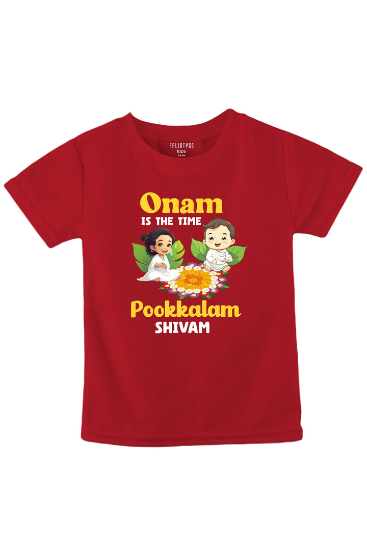 Onam Is The Time Pookkalam Kids T Shirt w/ Custom Name