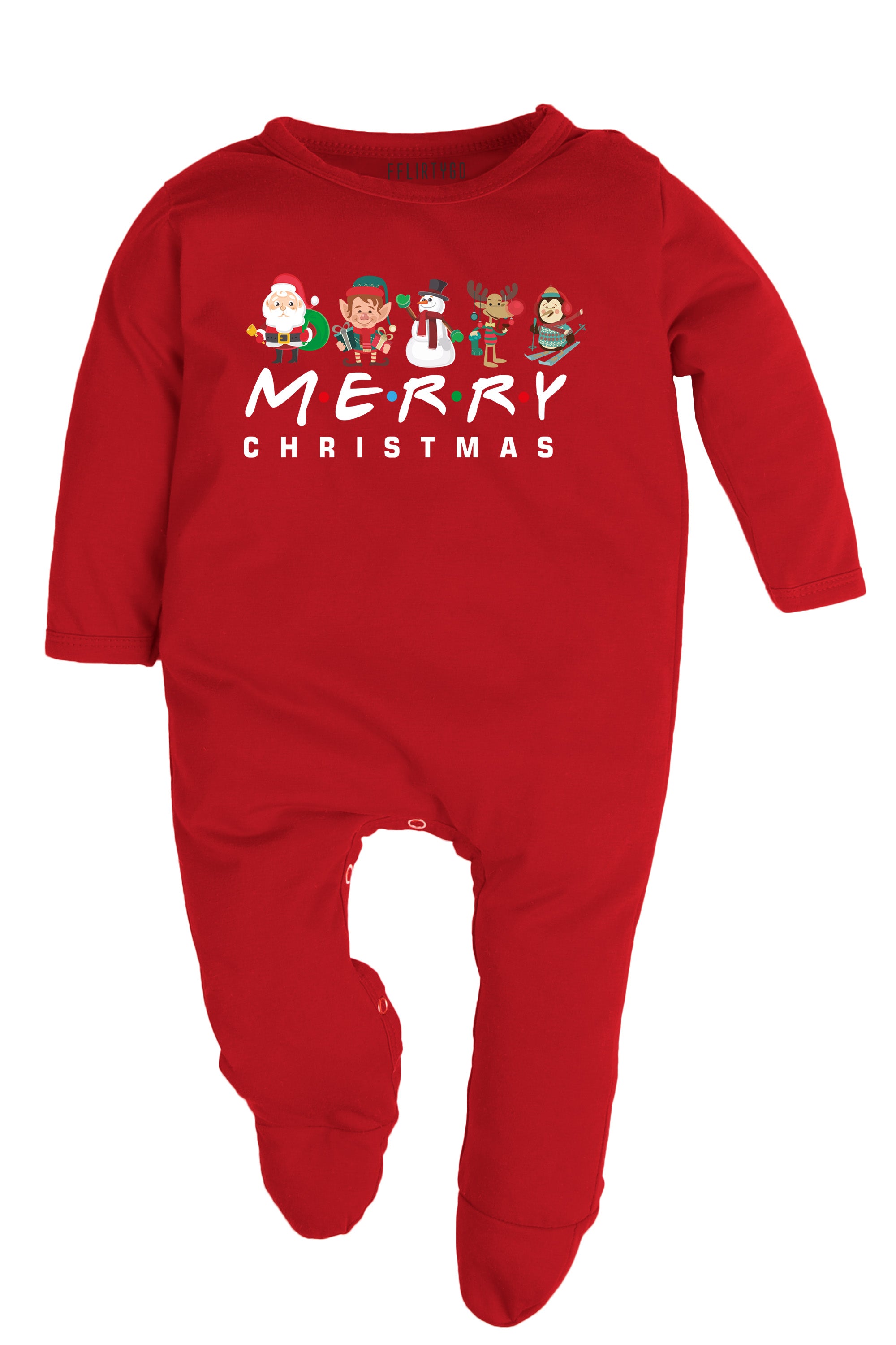 Merry Christmas with Christmas Characters Baby Romper | Onesies