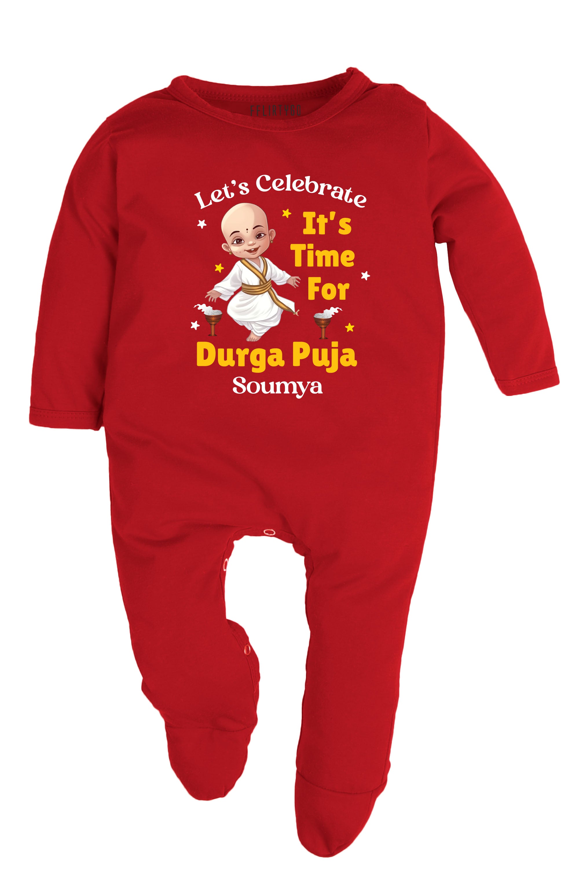 Let's Celebrate It's Time For Durga Puja Baby Romper | Onesies w/ Custom Name