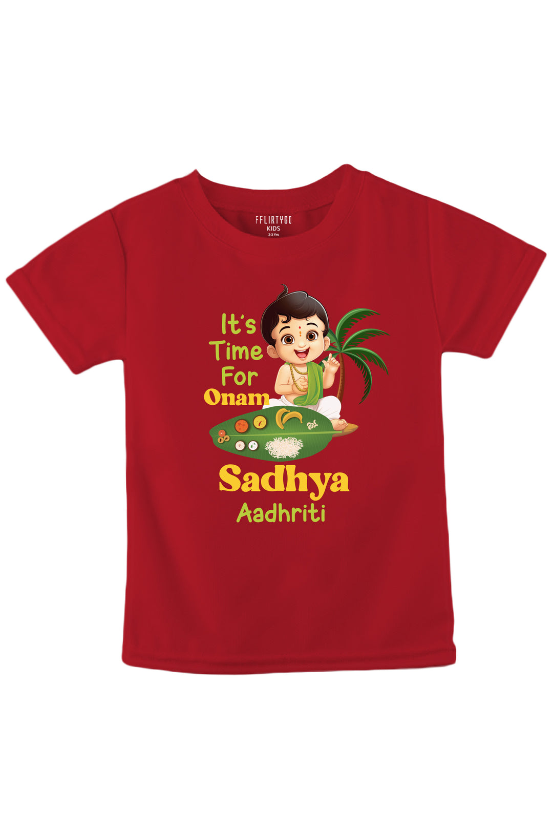 It's Time For Onam Sadhya Kids T Shirt w/ Custom Name