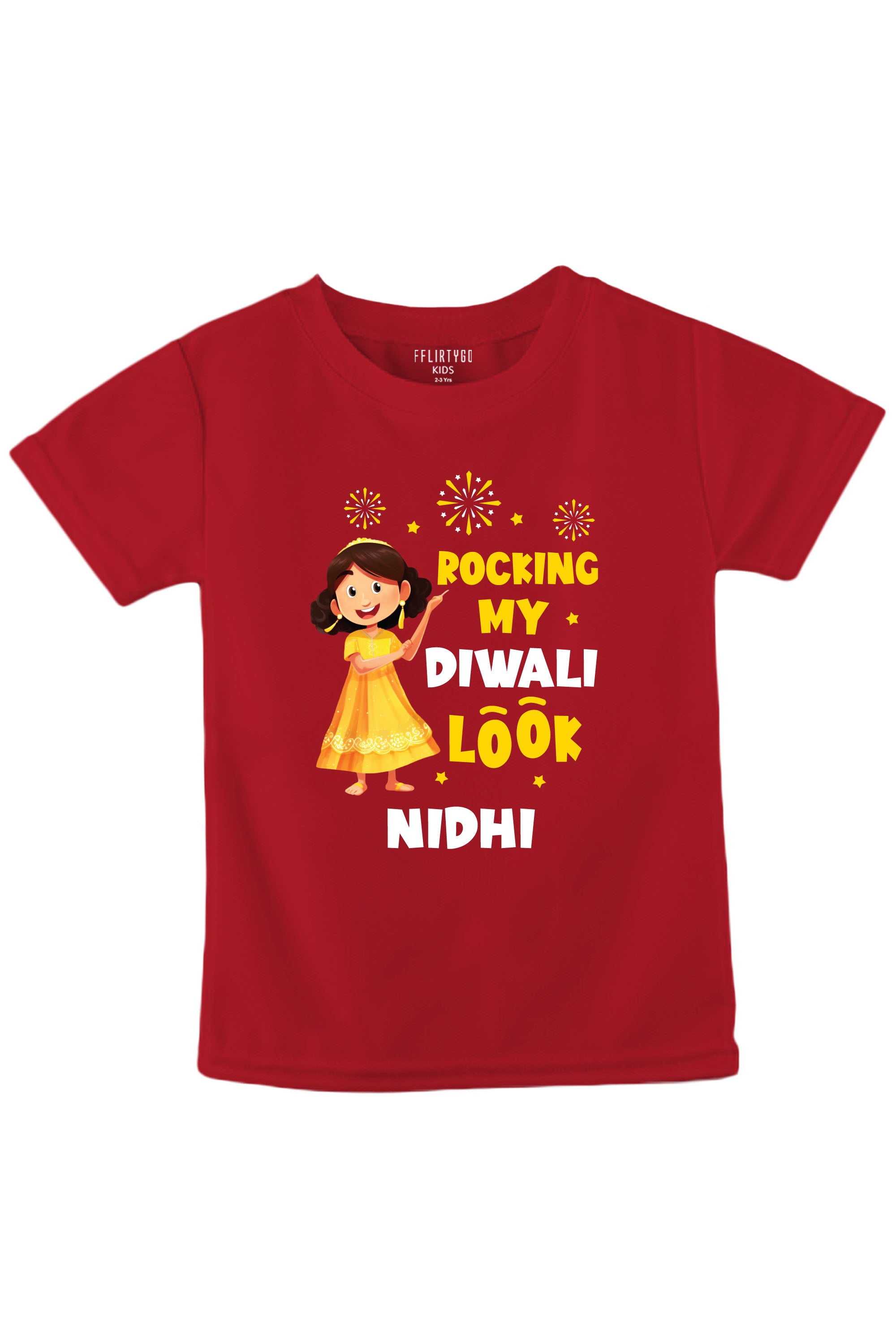 Rocking My Diwali Look Kids T Shirt w/ Custom Name