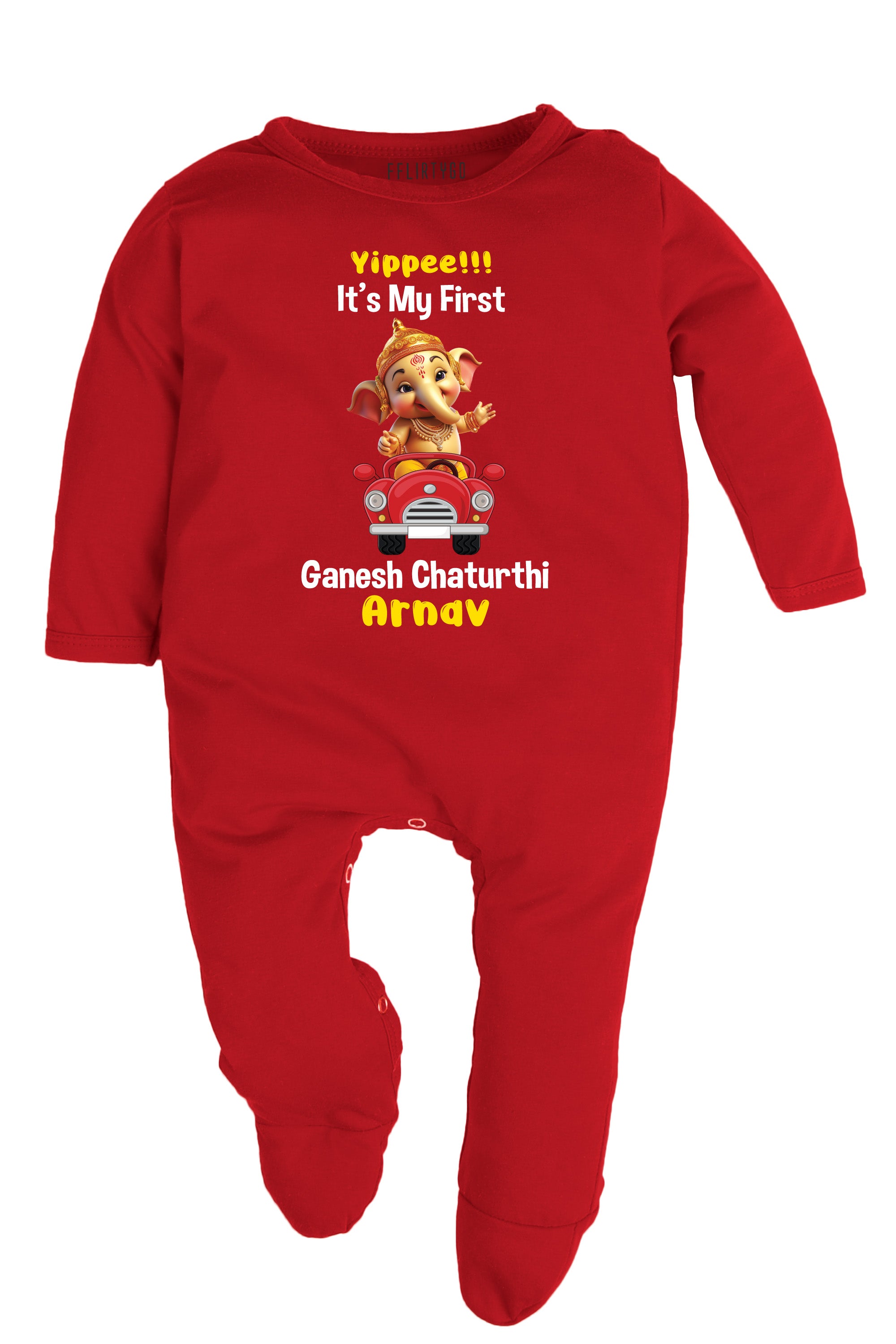 Yippee it's My First Ganesh Chaturthi Baby Romper | Onesies w/ Custom Name