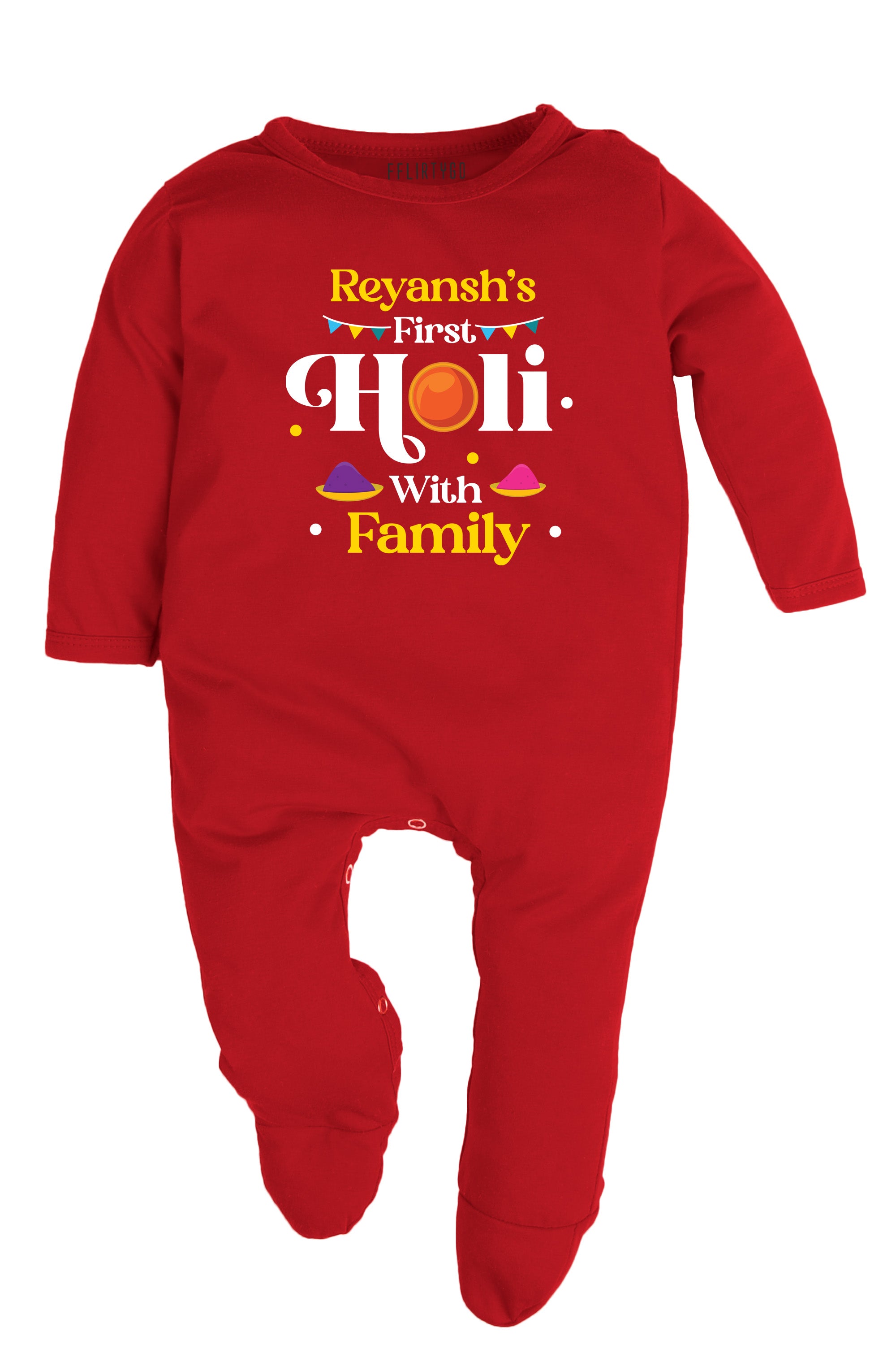 My First Holi With Family Baby Romper | Onesies w/ Custom Name