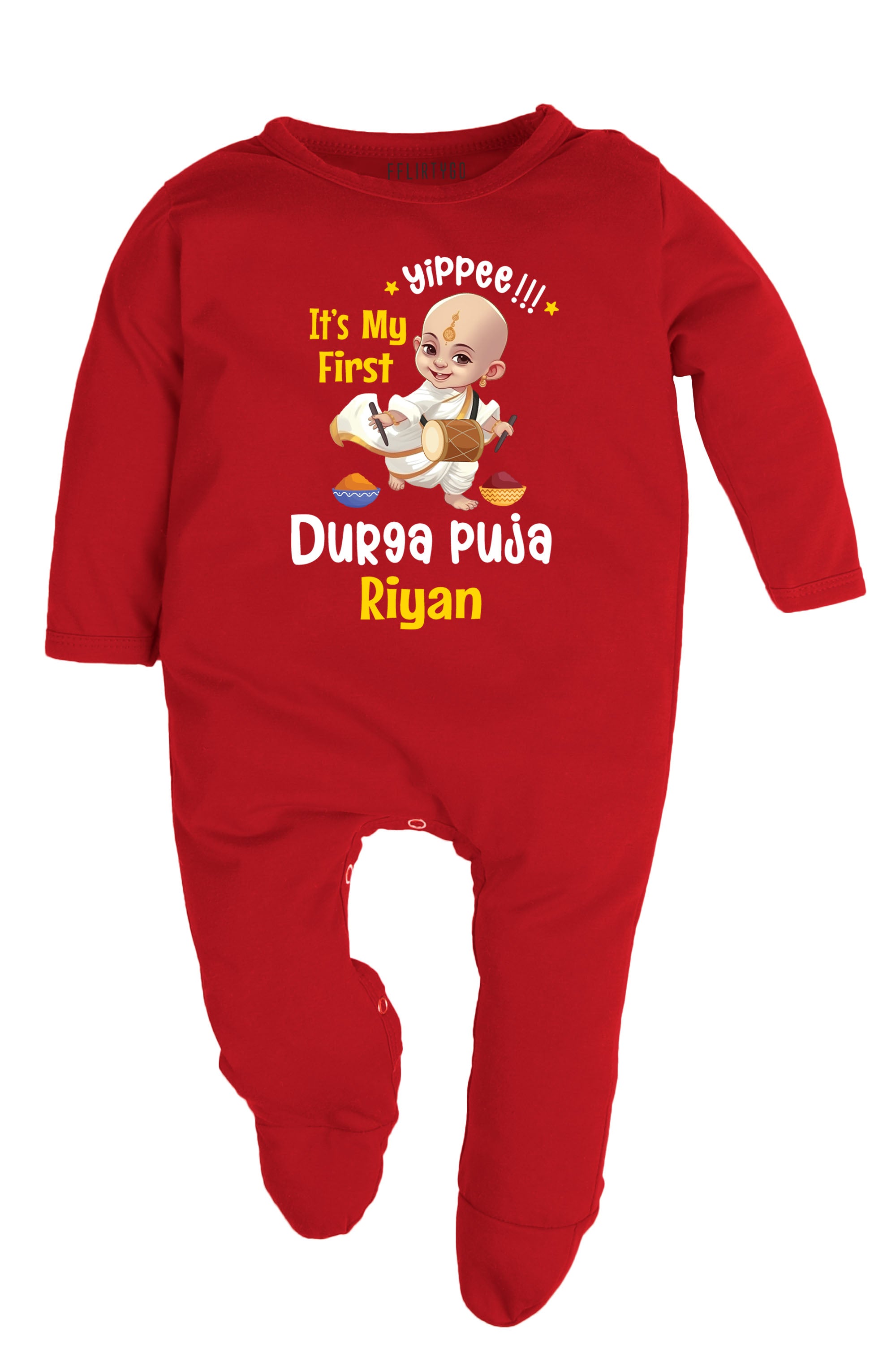 Yippee it's My First Durga Puja Baby Romper | Onesies w/ Custom Name