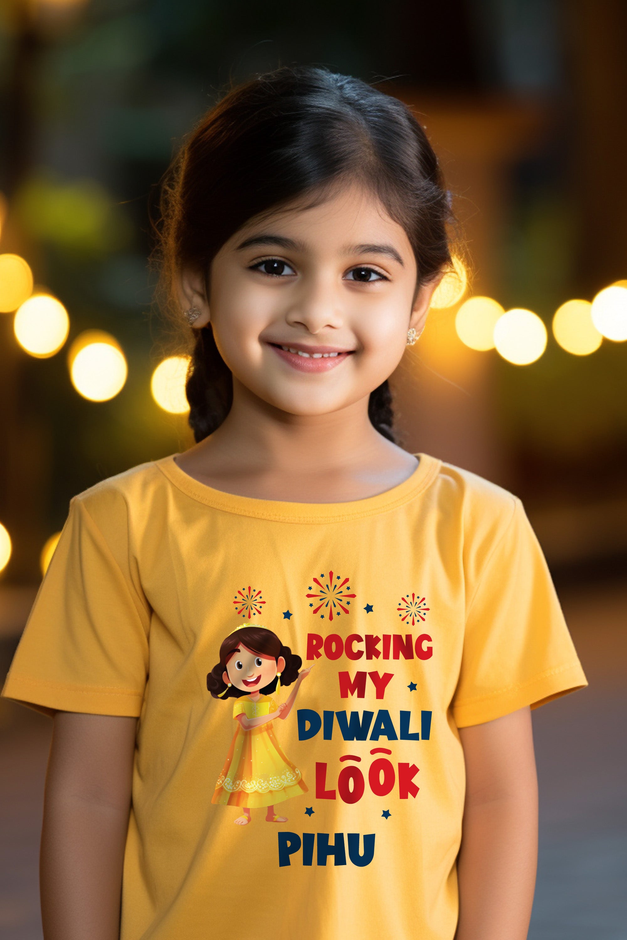 Rocking My Diwali Look Kids T Shirt w/ Custom Name