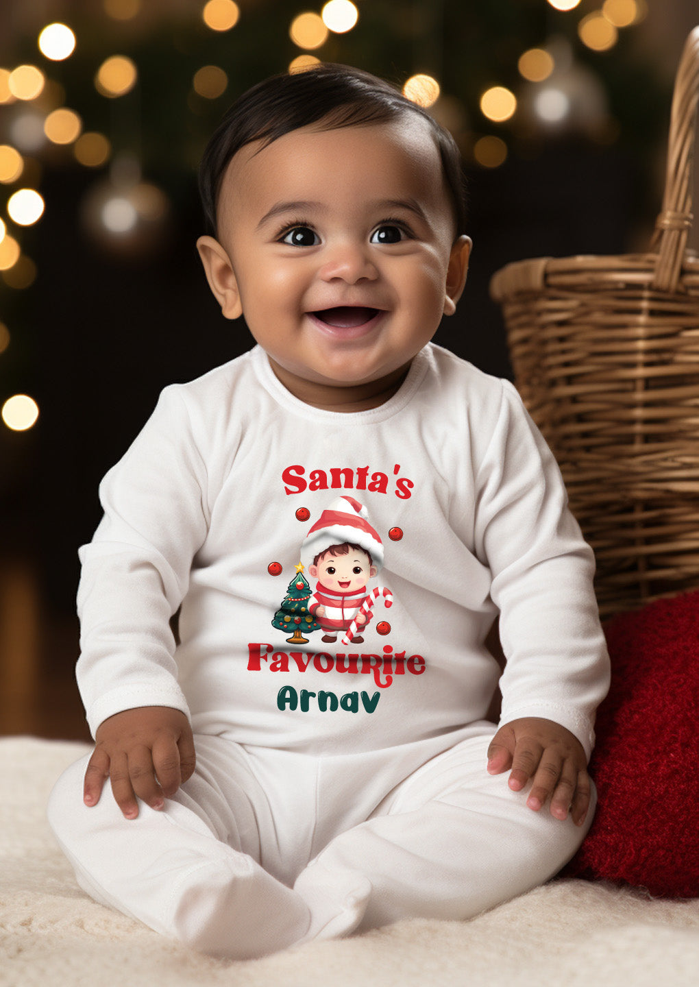 Santa's Favourite Baby Romper | Onesies w/ Custom Name