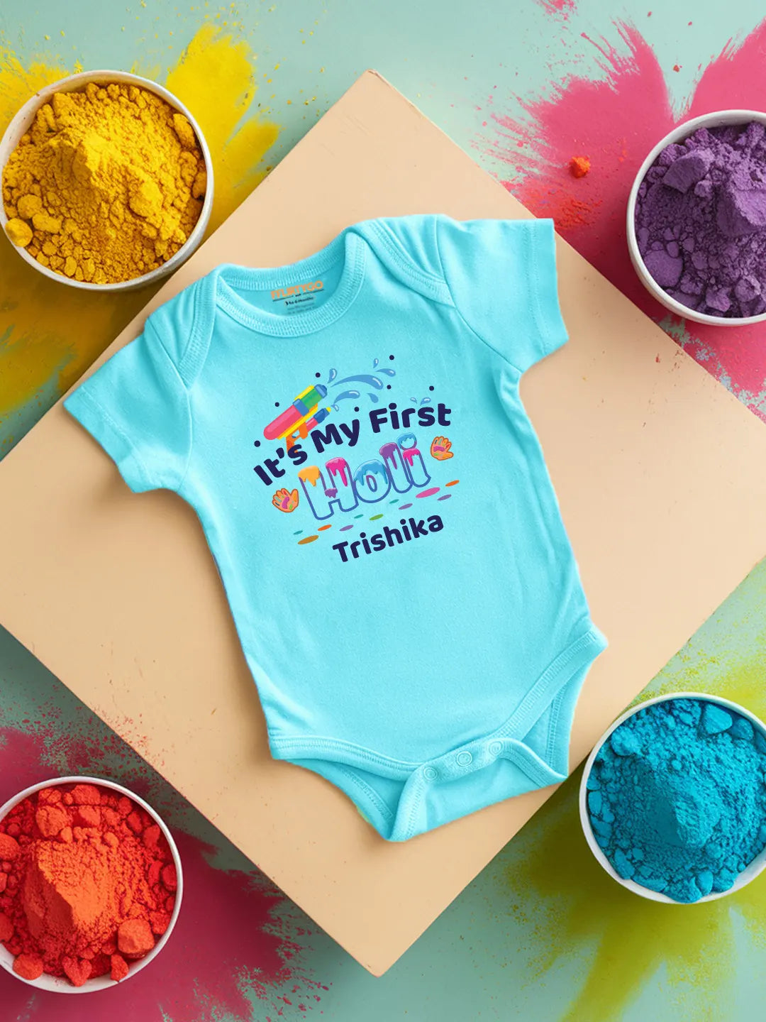 It's My First Holi Baby Romper | Onesies w/ Custom Name