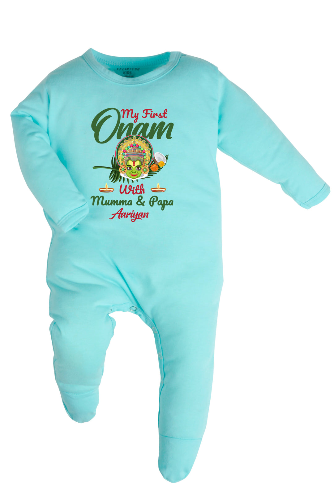 My First Onam With Mumma & Papa Baby Romper | Onesies w/ Custom Name