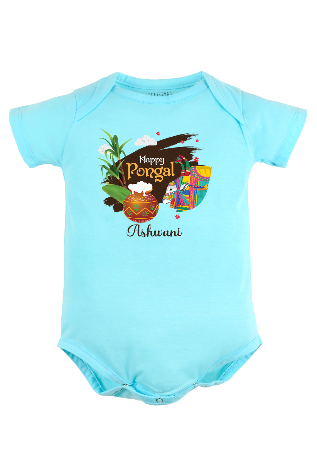 Happy Pongal Mattu Baby Romper | Onesies w/ Custom Name