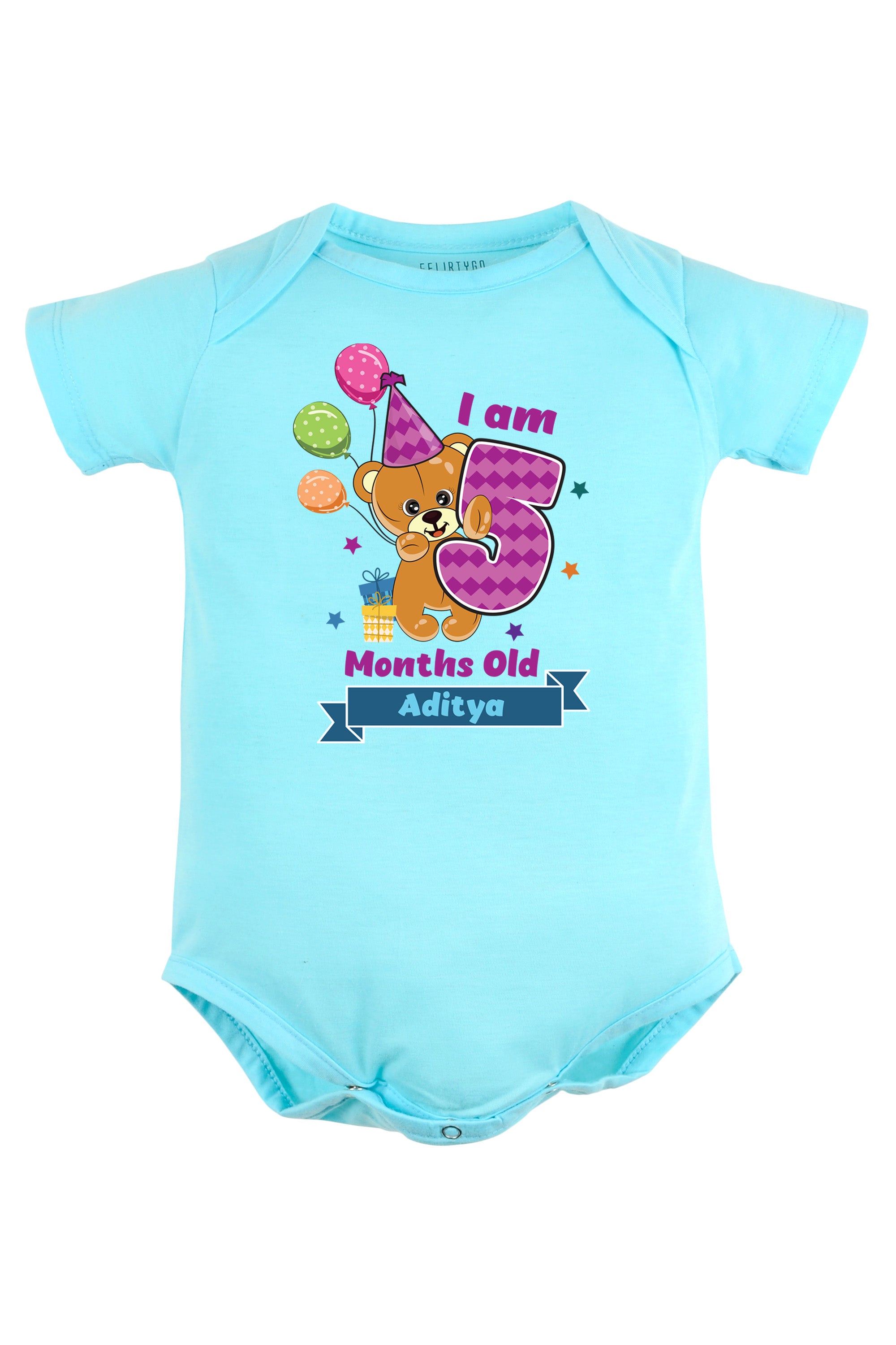 Five Month Milestone Baby Romper | Onesies - Birthday Teddy w/ Custom Name