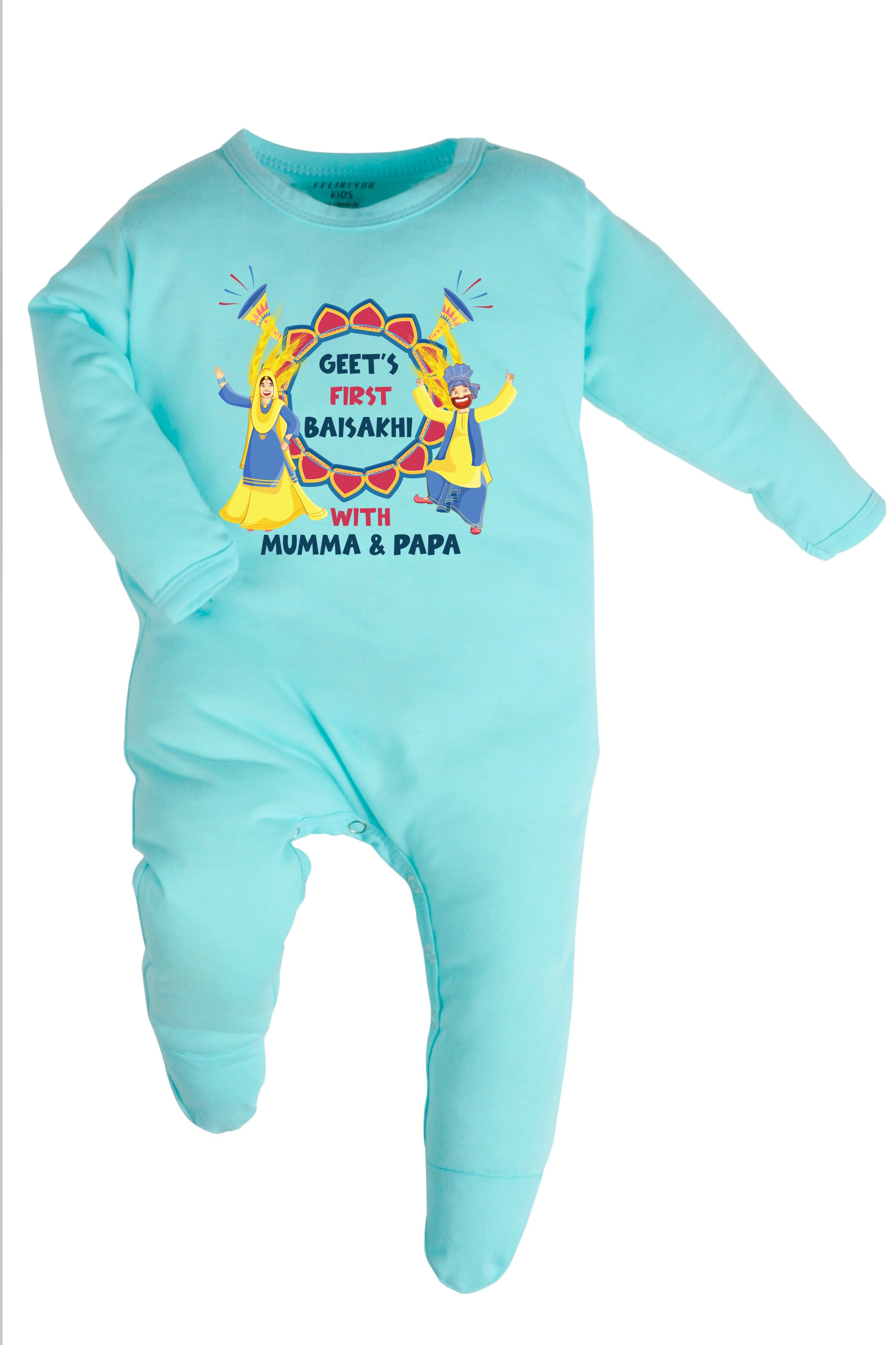 My First Baisakhi With Mumma & Papa Baby Romper | Onesies w/ Custom Name