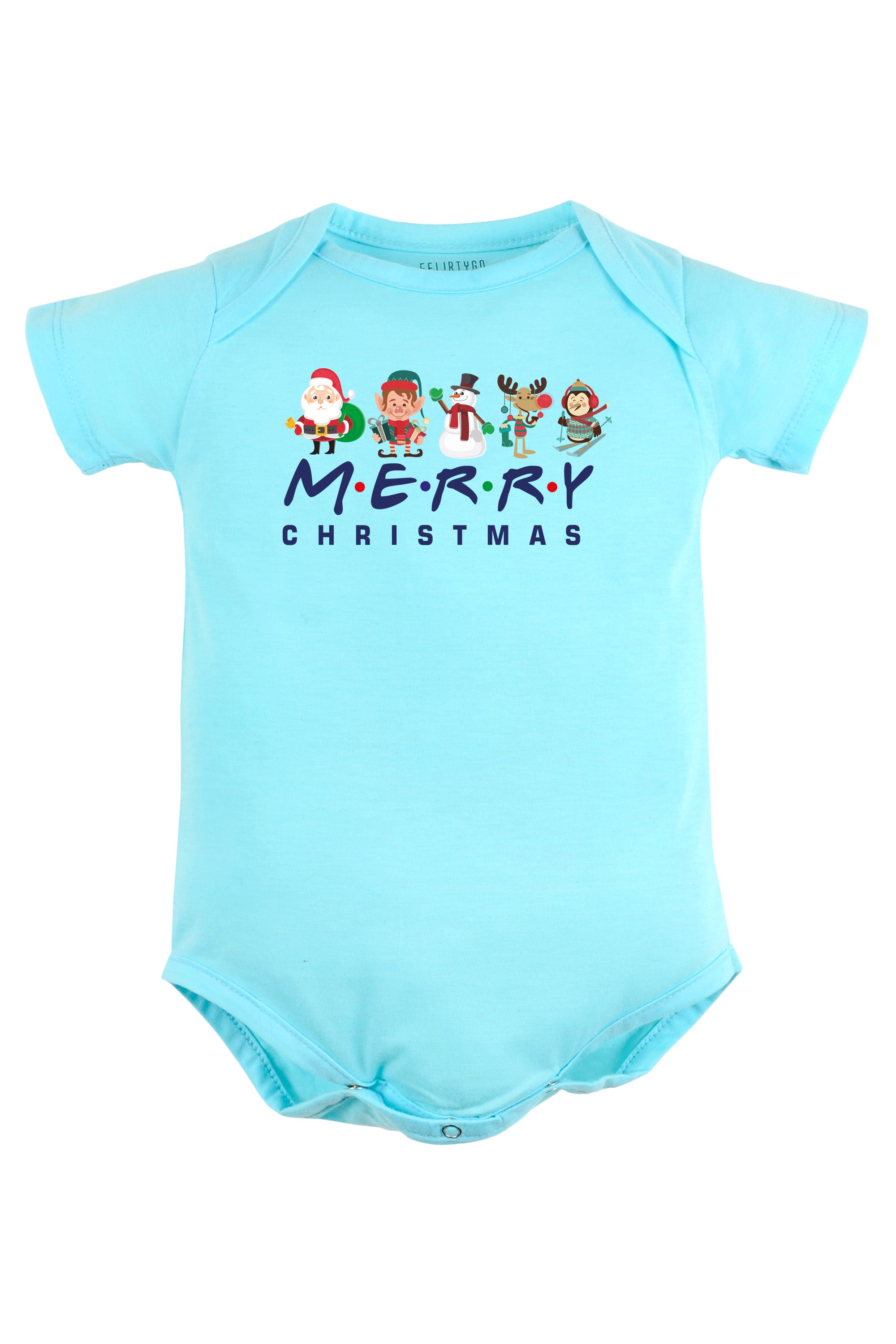 Merry Christmas with Christmas Characters Baby Romper | Onesies