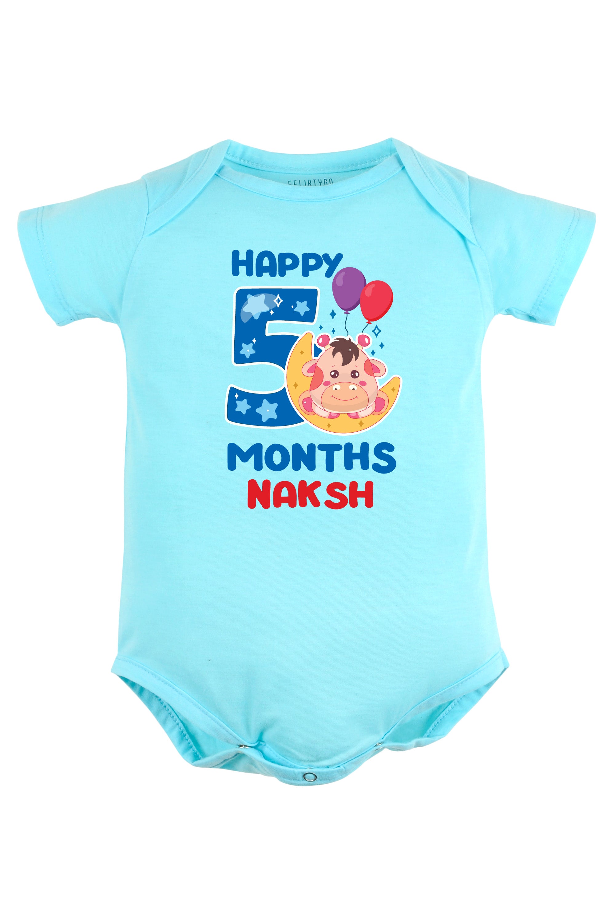 Five Month Milestone Baby Romper | Onesies - Giraffe w/ Custom Name