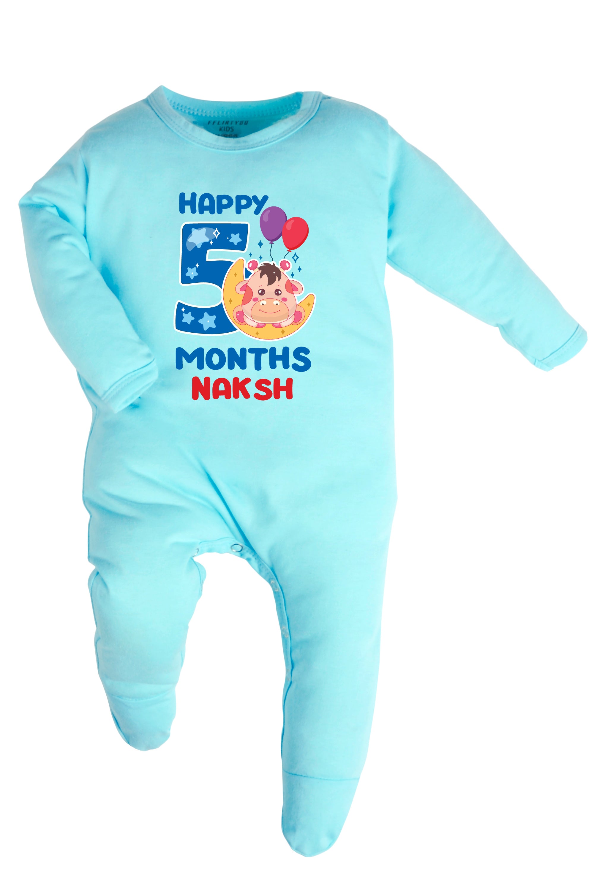 Five Month Milestone Baby Romper | Onesies - Giraffe w/ Custom Name