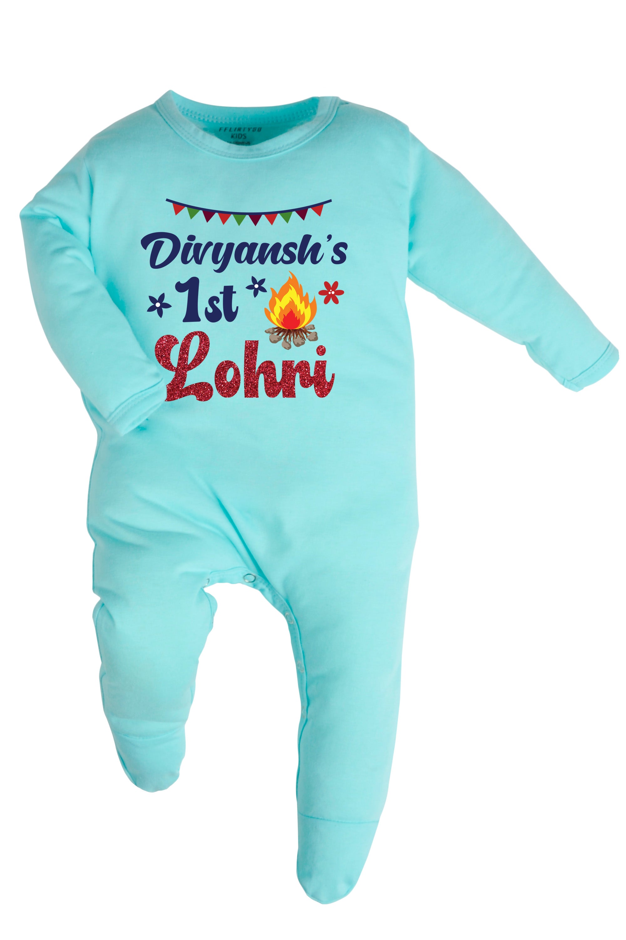 My 1st Lohri w/ Glitter and Custom Name Baby Romper | Onesies