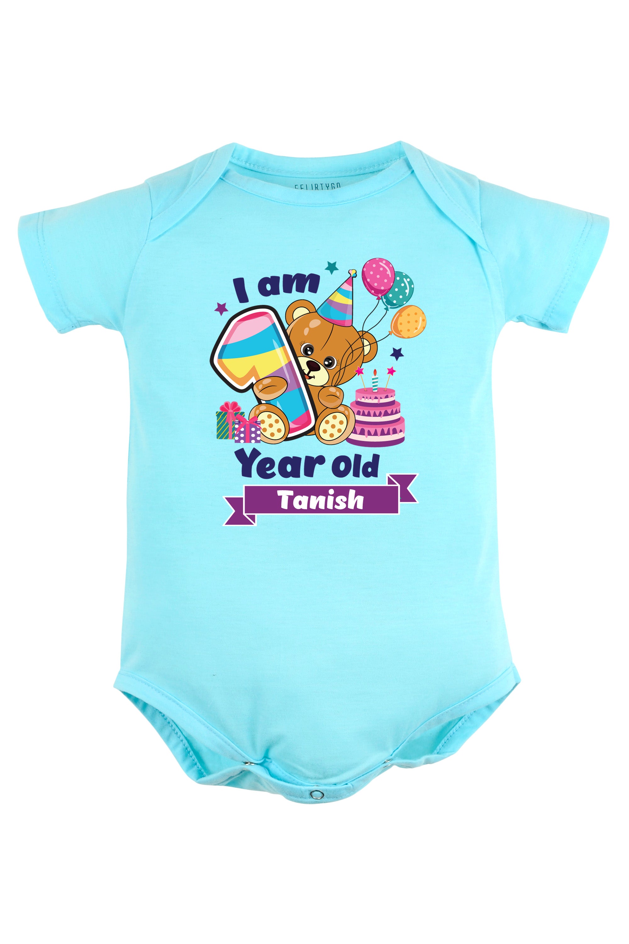 One Year Milestone Baby Romper | Onesies - Birthday Teddy w/ Custom Name