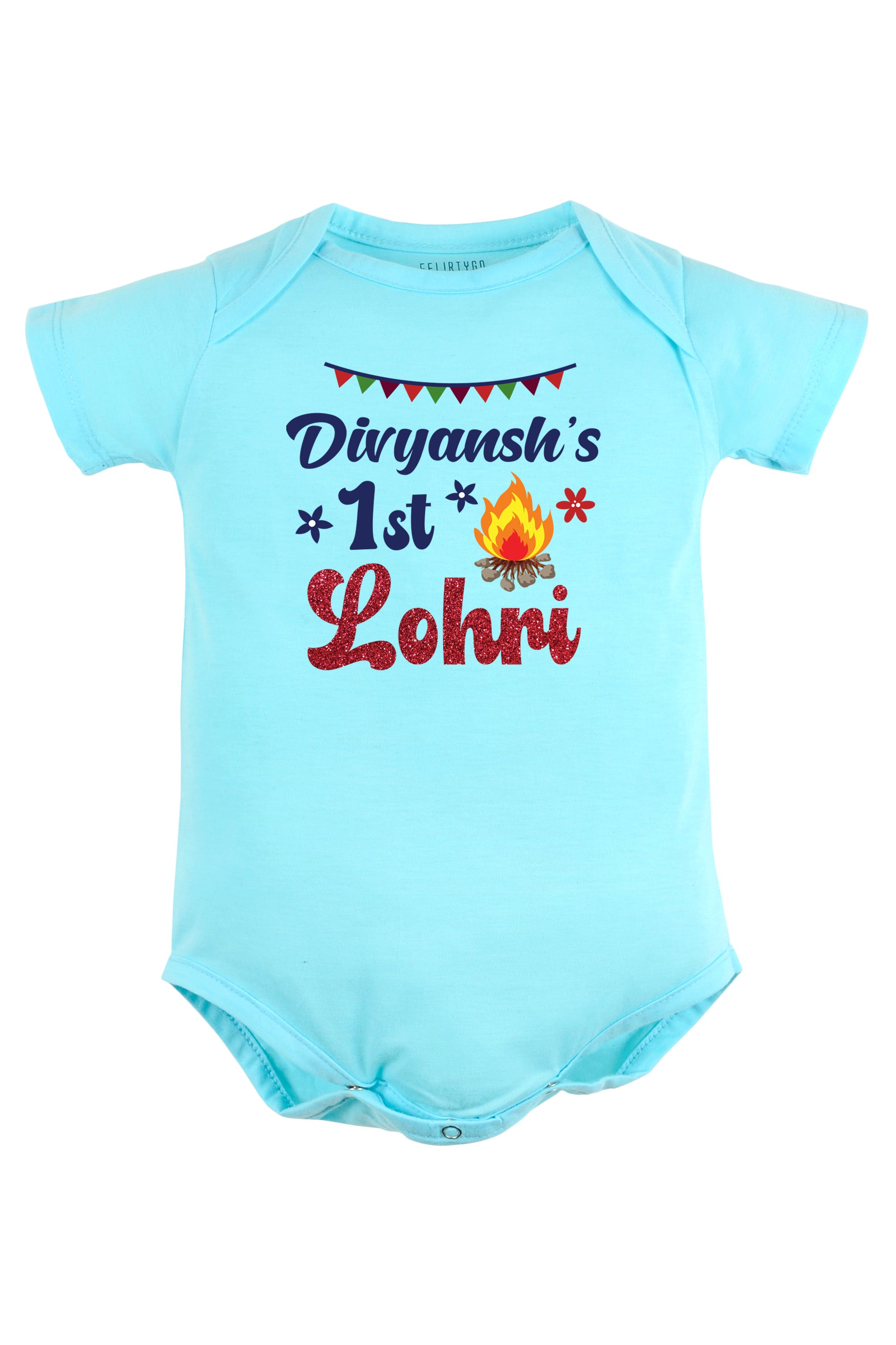 My 1st Lohri w/ Glitter and Custom Name Baby Romper | Onesies