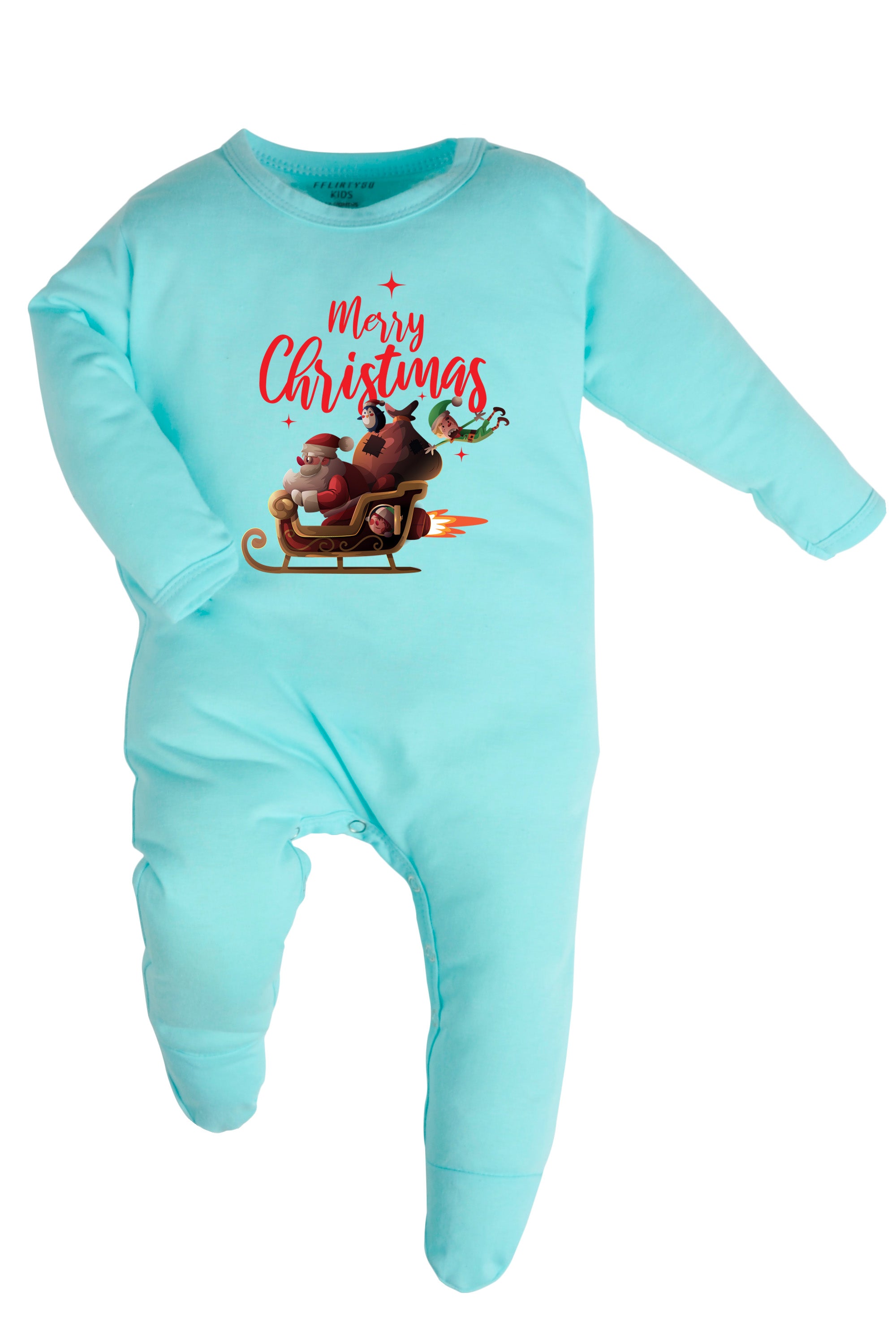 Merry Christmas with Santa's Sleigh Baby Romper | Onesies