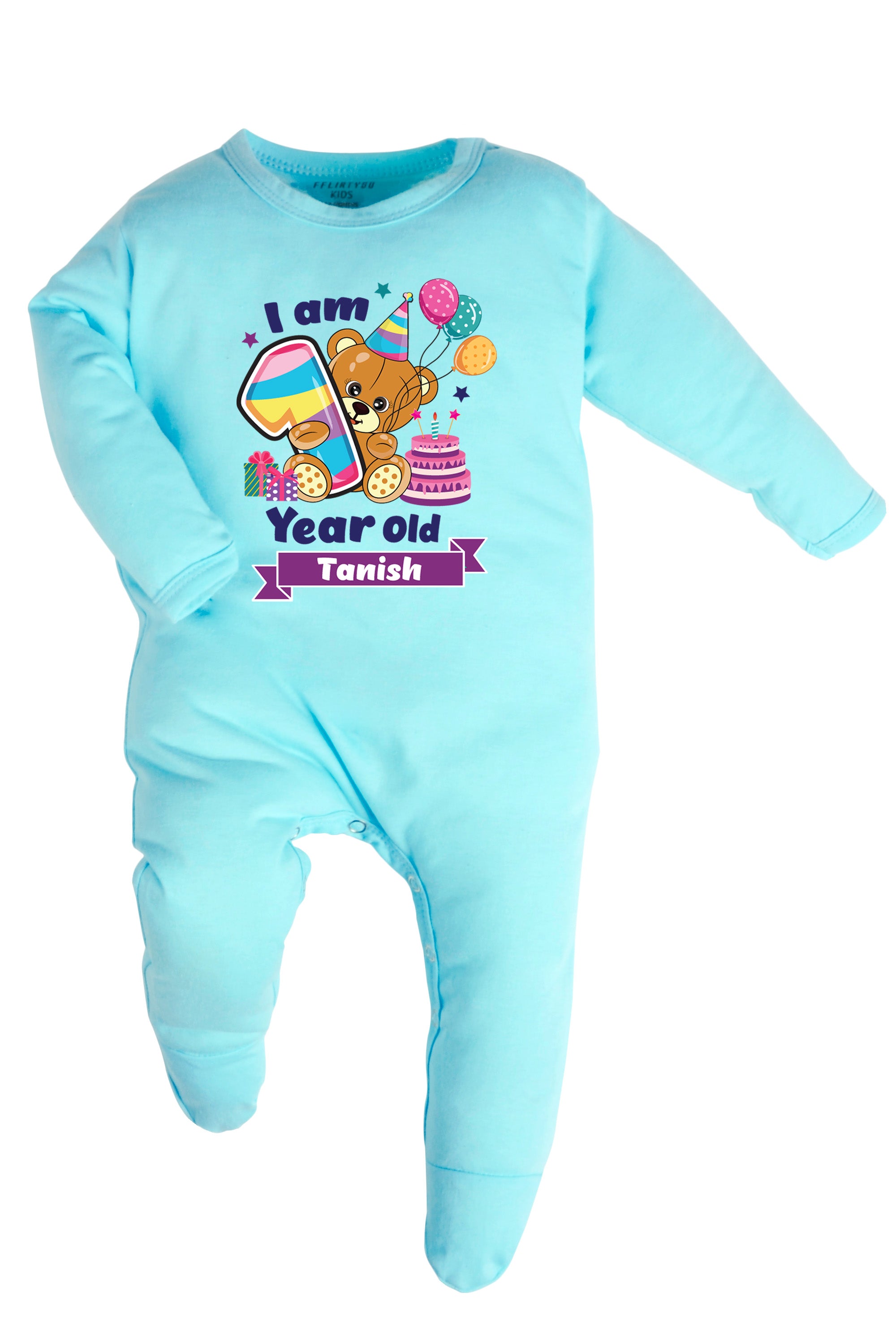 One Year Milestone Baby Romper | Onesies - Birthday Teddy w/ Custom Name