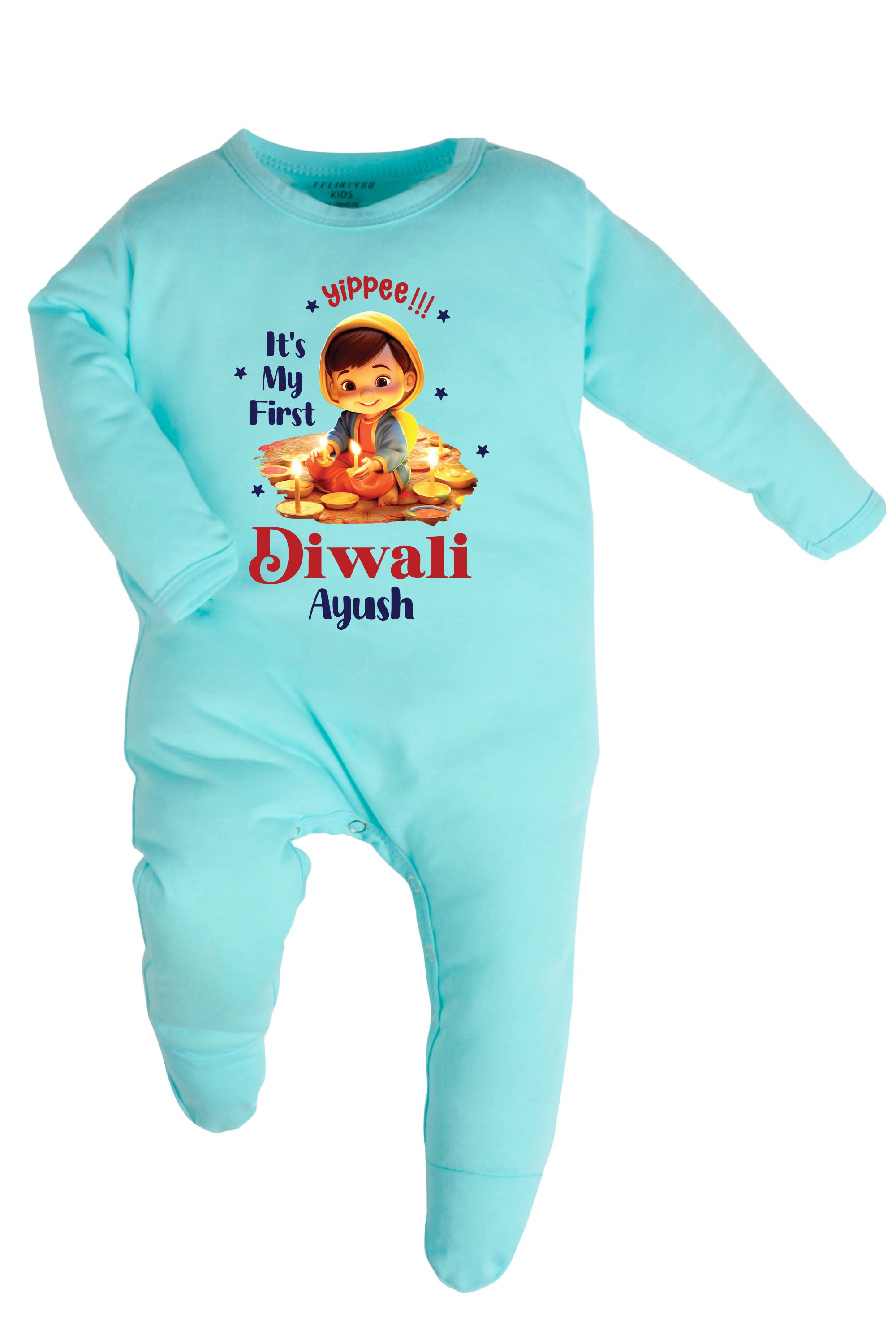 Yippee !!! It's My First Diwali Baby Romper | Onesies w/ Custom Name