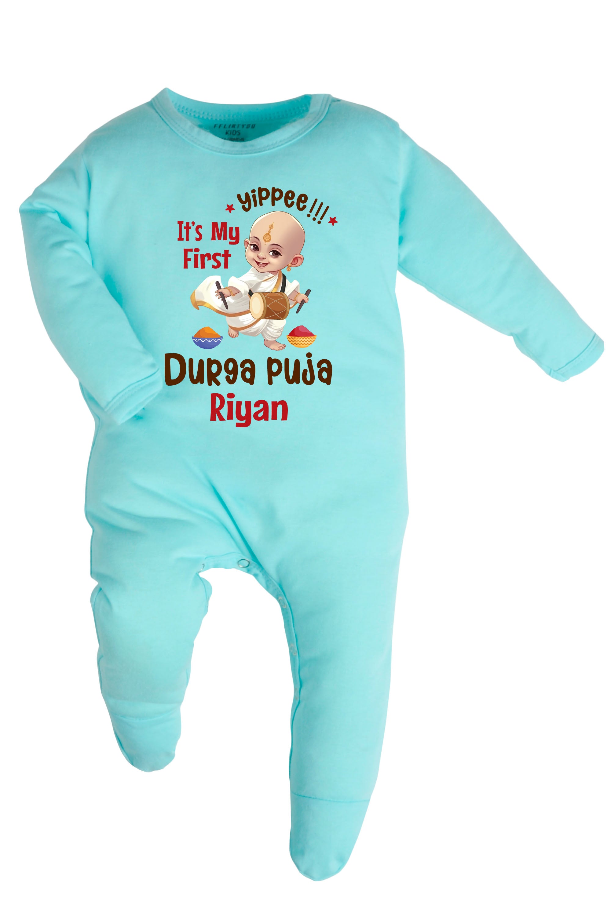 Yippee it's My First Durga Puja Baby Romper | Onesies w/ Custom Name