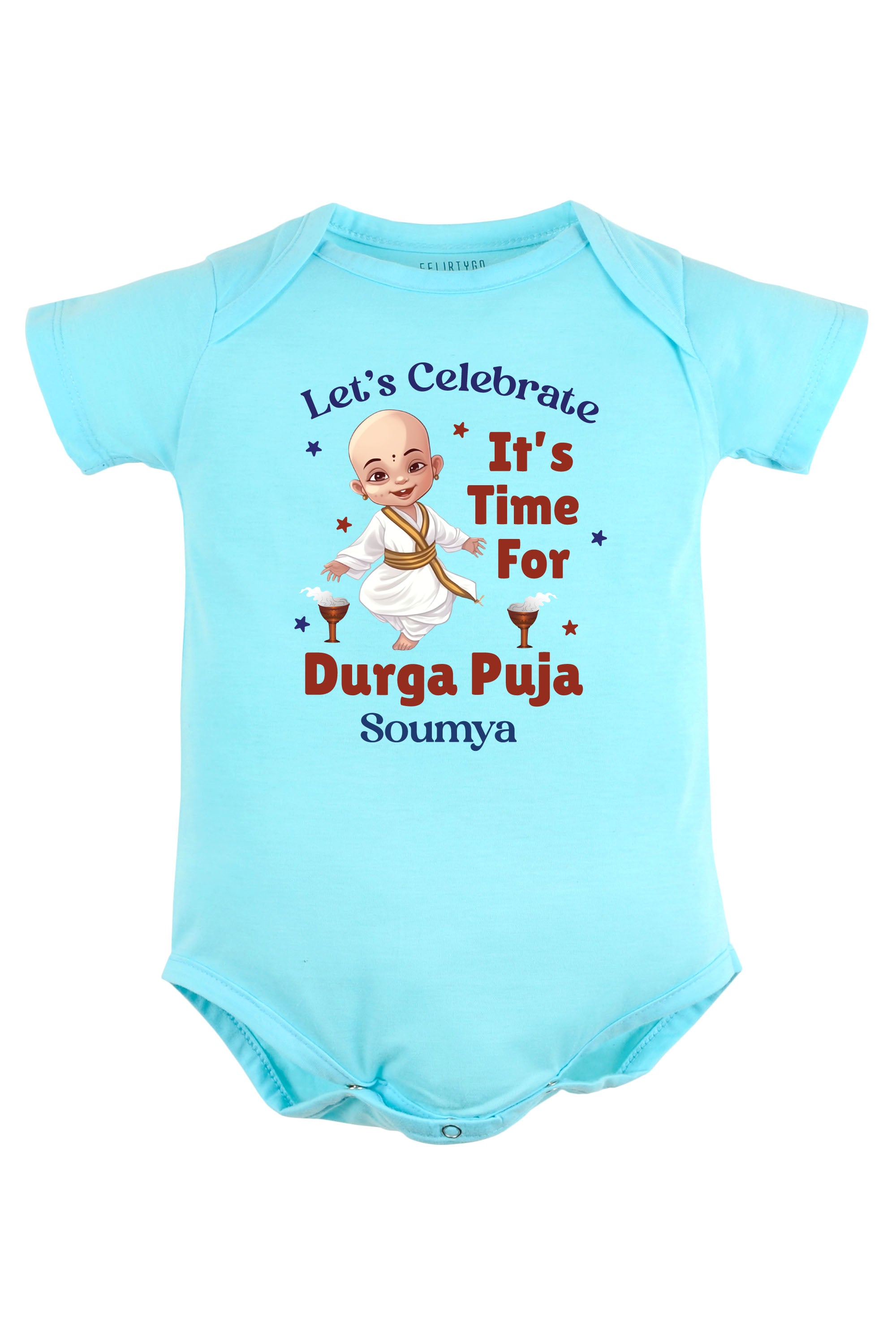 Let's Celebrate It's Time For Durga Puja Baby Romper | Onesies w/ Custom Name