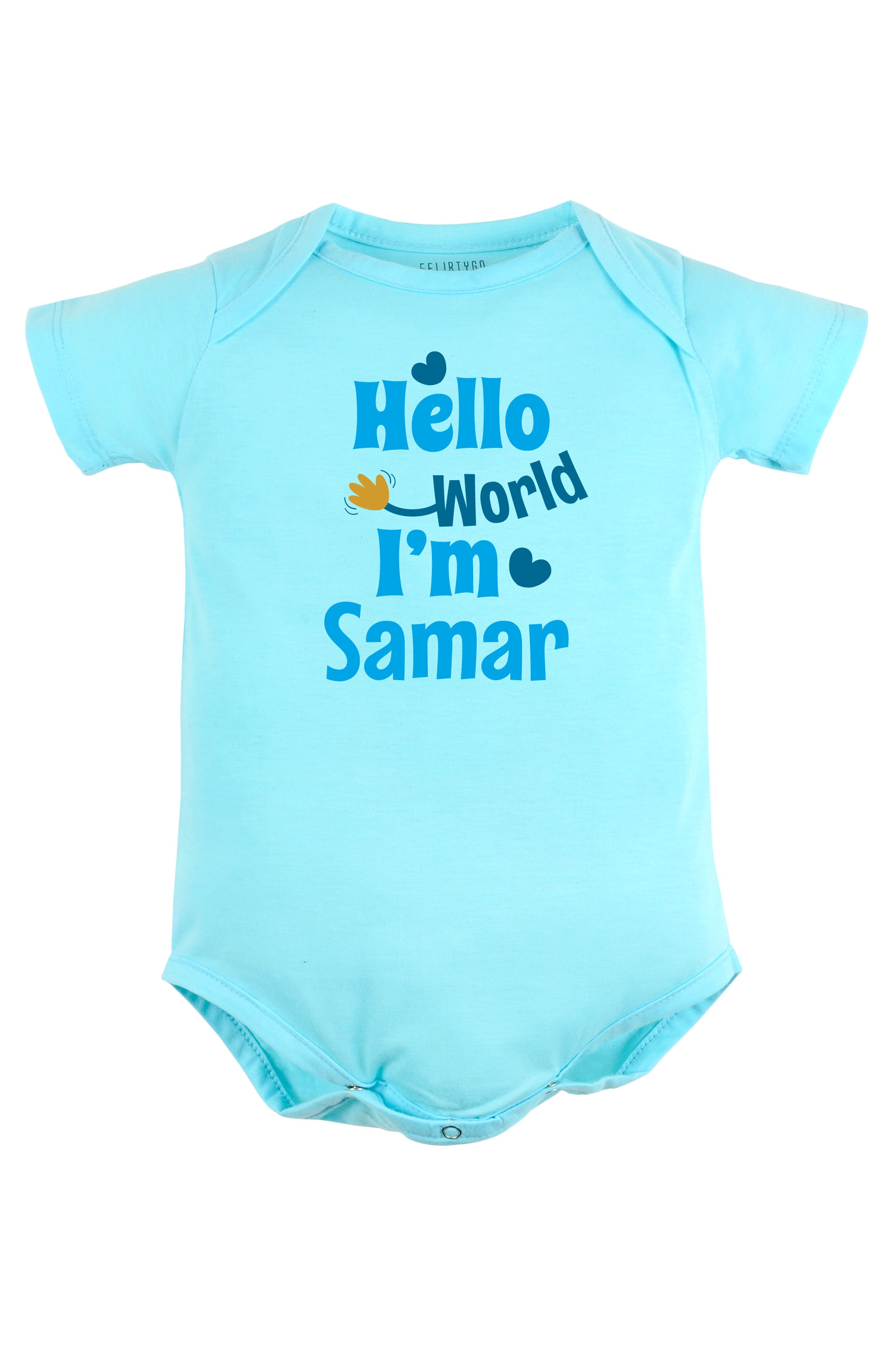 Hello World I Am (Blue) Baby Romper | Onesies w/ Custom Name